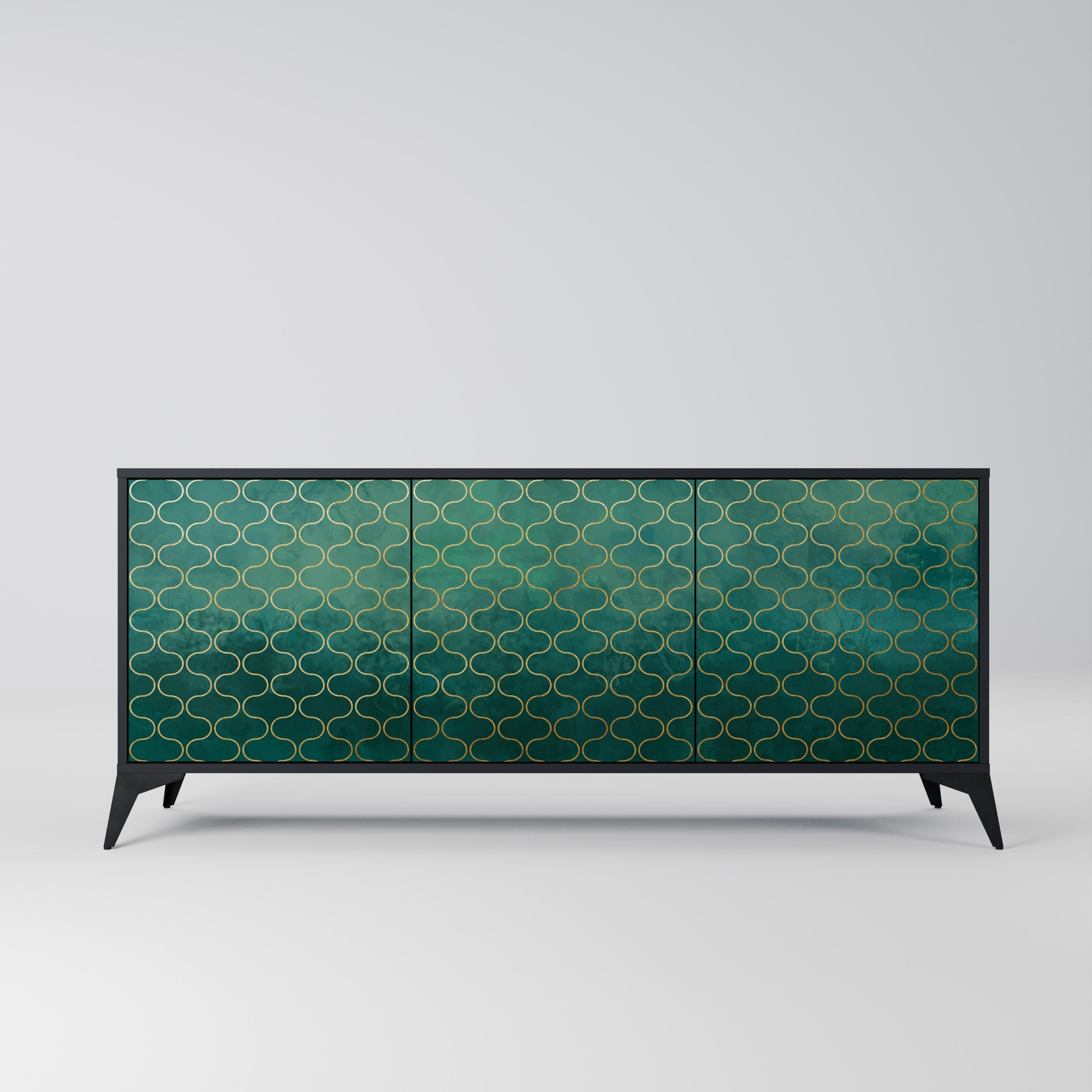 Μπουφές 3 θυρών TESSELATED GREENERY σε μαύρο φινίρισμα