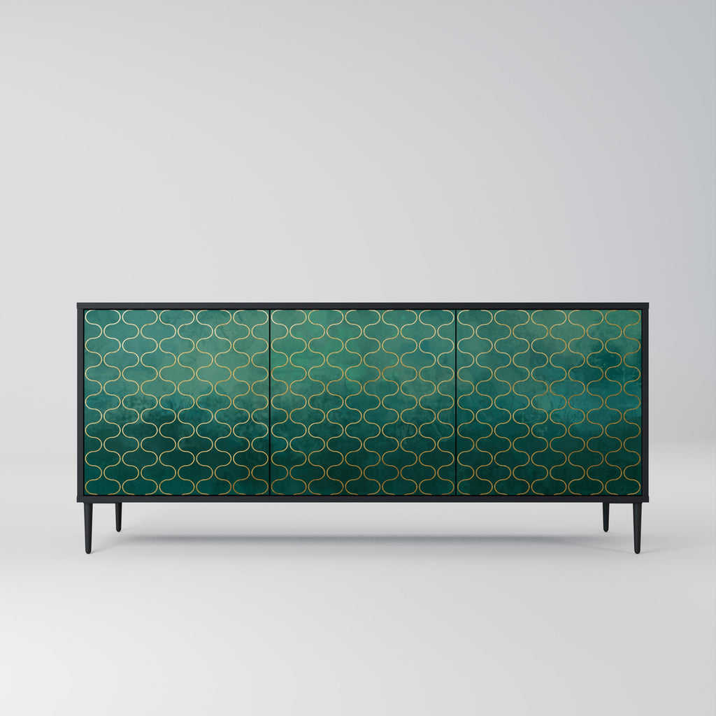 Μπουφές 3 θυρών TESSELATED GREENERY σε μαύρο φινίρισμα