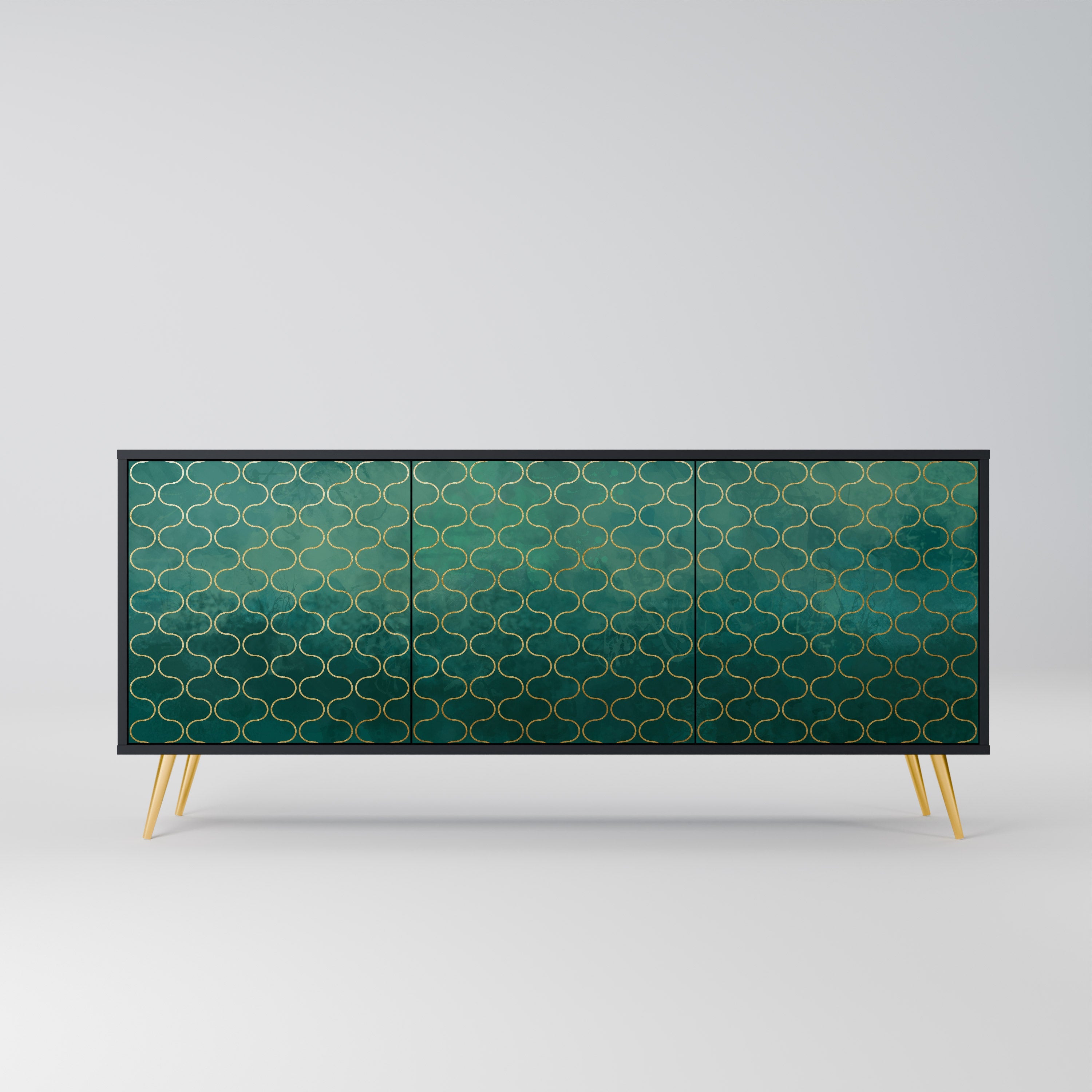 Μπουφές 3 θυρών TESSELATED GREENERY σε μαύρο φινίρισμα