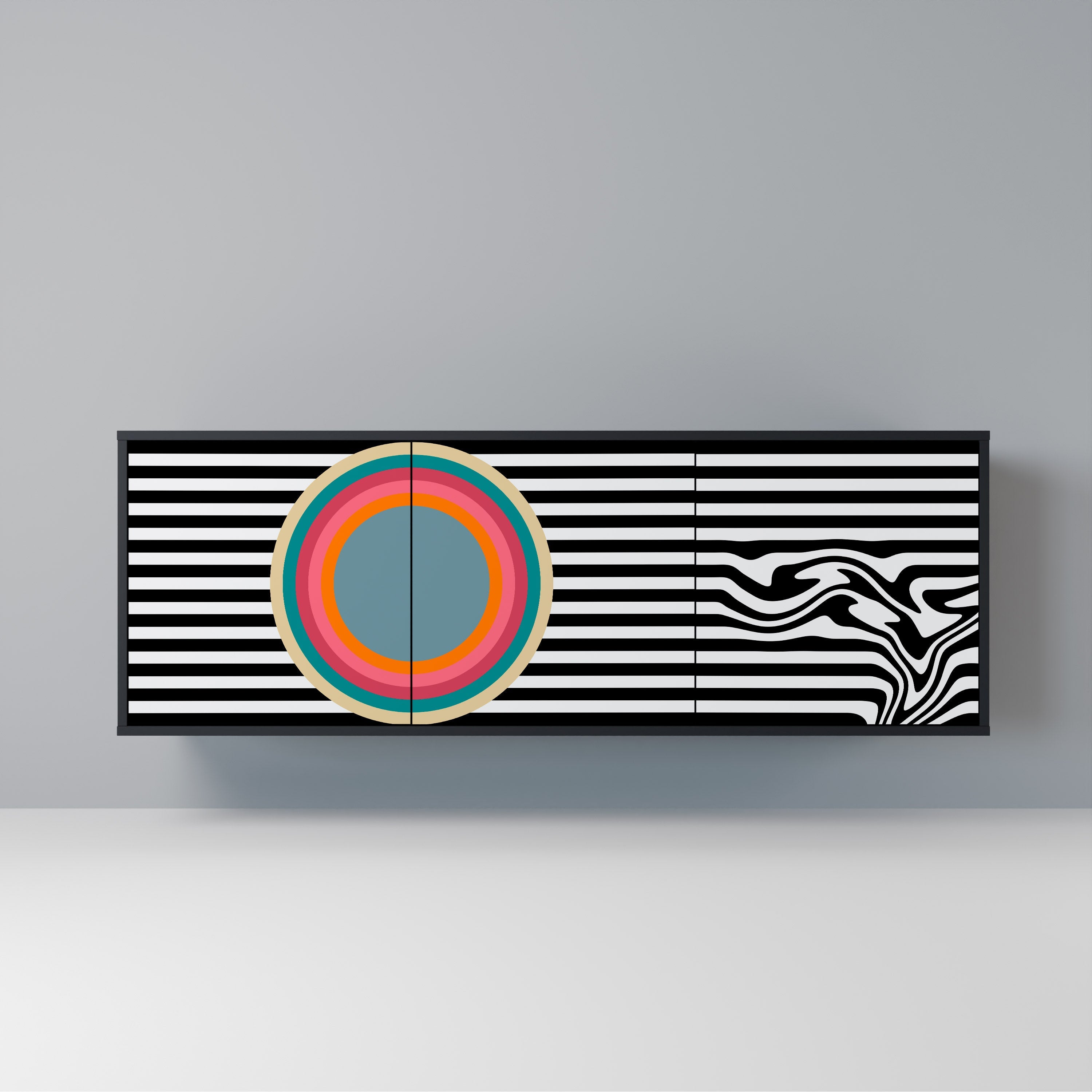 Μπουφές SPECTRA SHOWCASE με 3 πόρτες σε μαύρο φινίρισμα