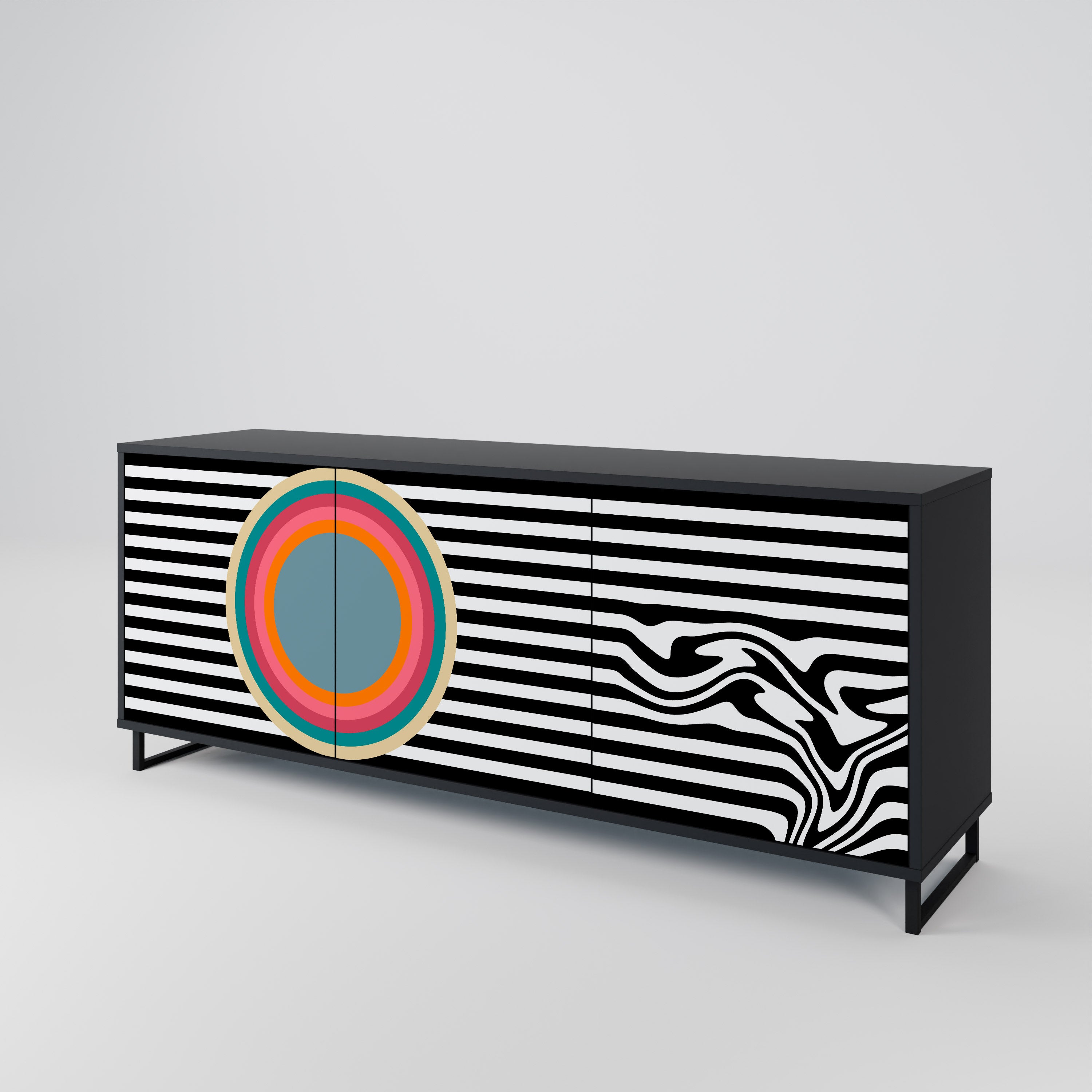 Μπουφές SPECTRA SHOWCASE με 3 πόρτες σε μαύρο φινίρισμα