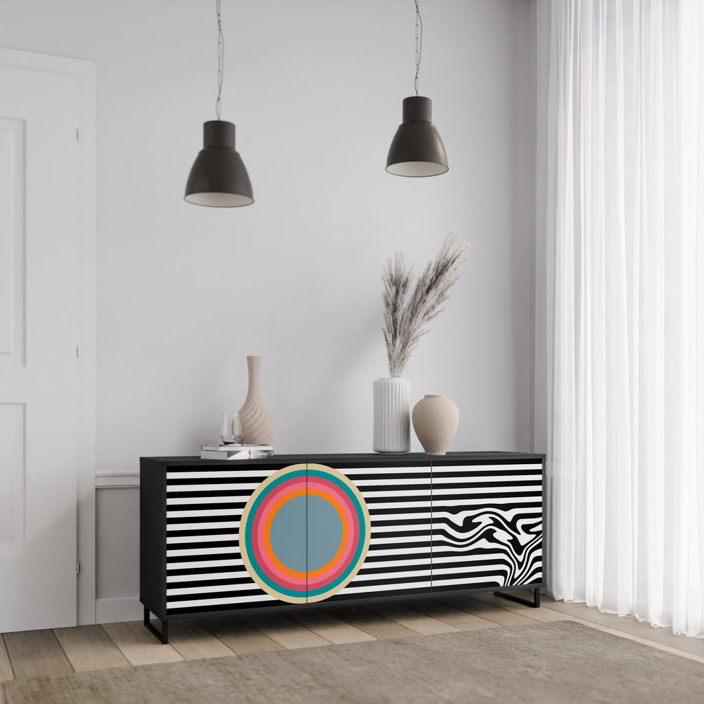 Μπουφές SPECTRA SHOWCASE με 3 πόρτες σε μαύρο φινίρισμα