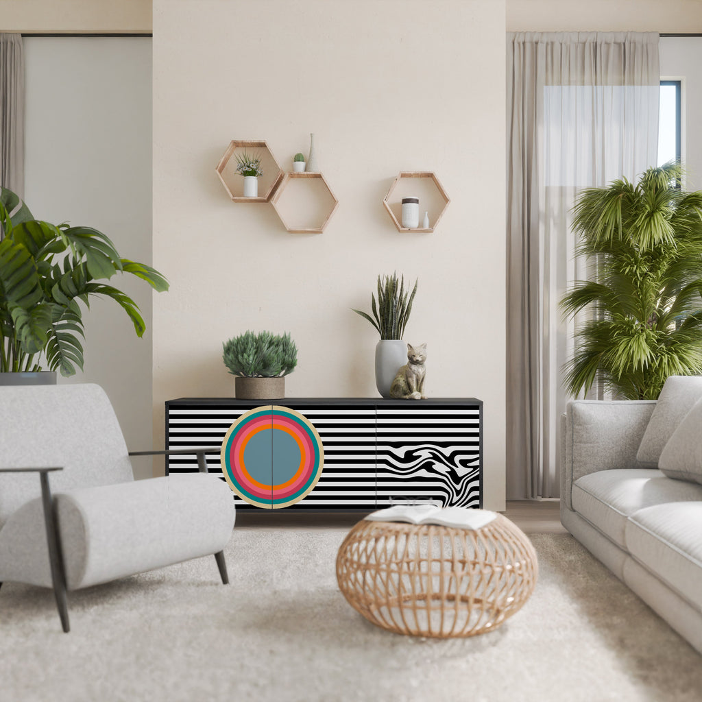 Μπουφές SPECTRA SHOWCASE με 3 πόρτες σε μαύρο φινίρισμα