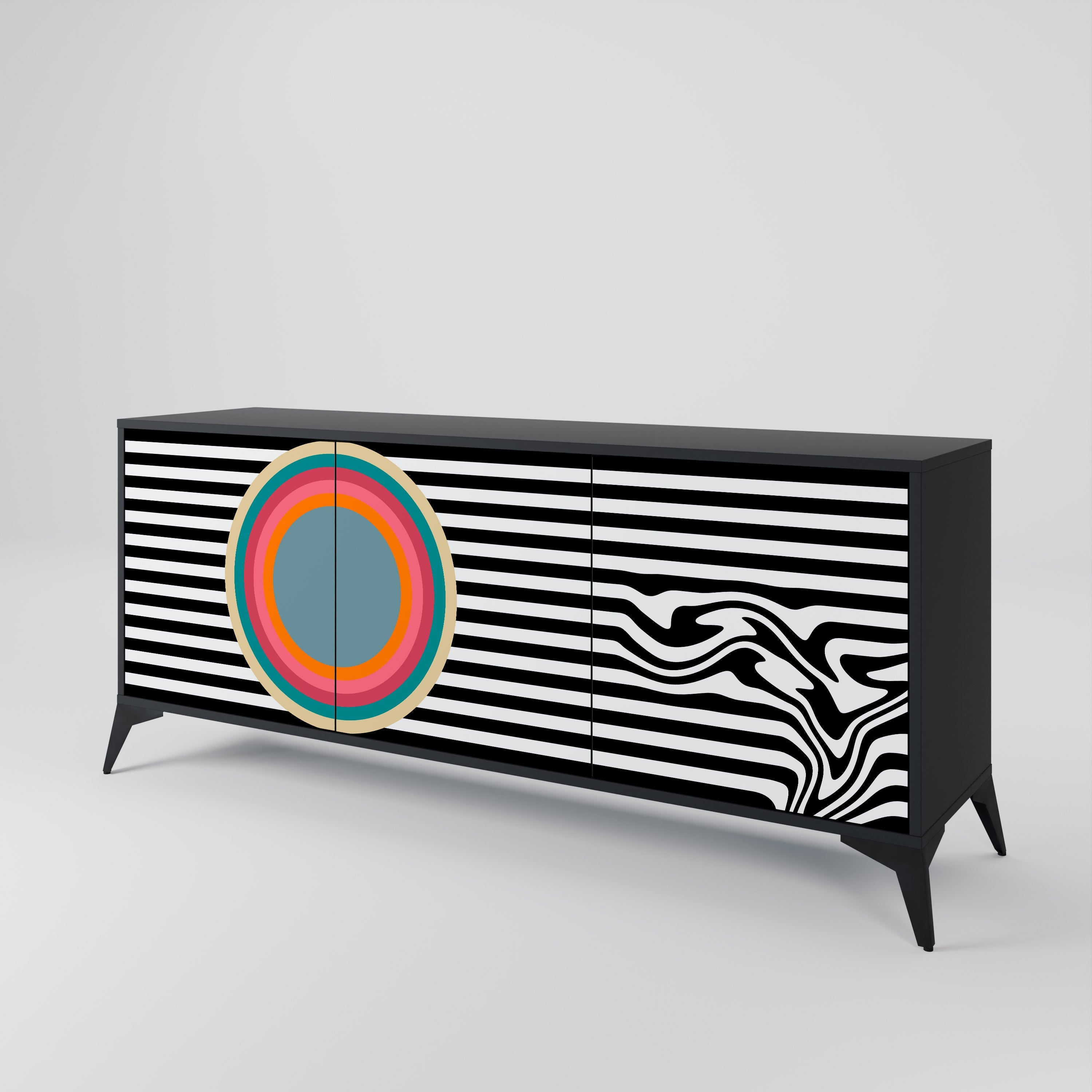 Μπουφές SPECTRA SHOWCASE με 3 πόρτες σε μαύρο φινίρισμα