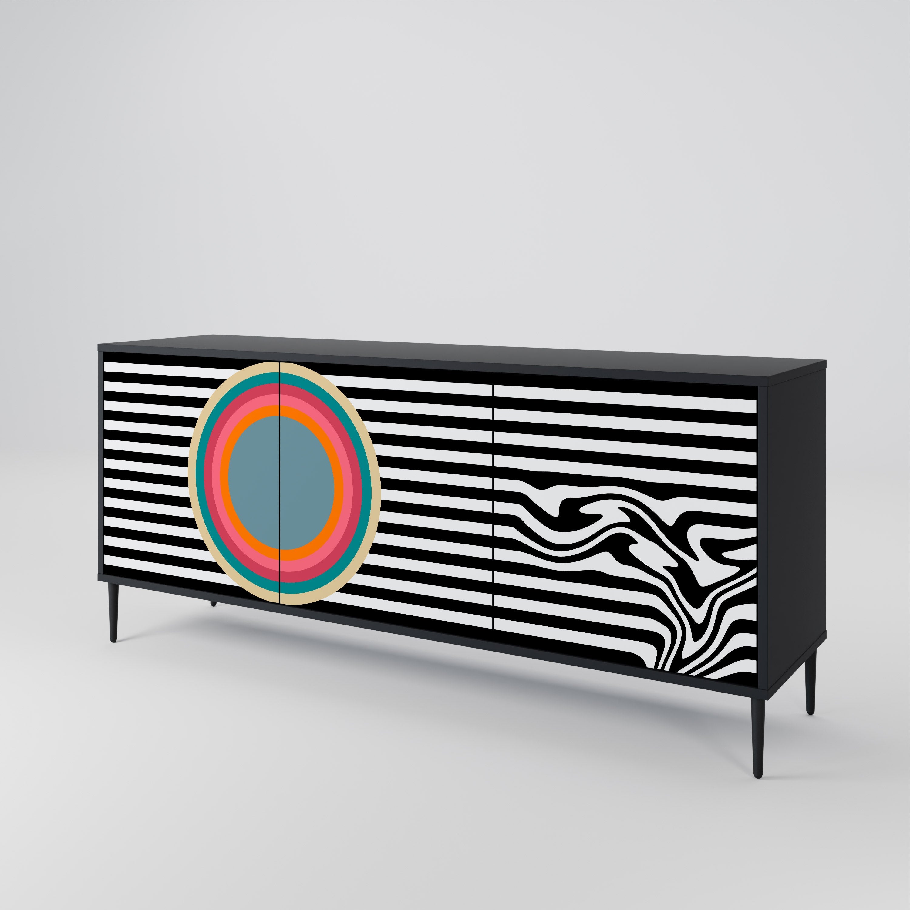 Μπουφές SPECTRA SHOWCASE με 3 πόρτες σε μαύρο φινίρισμα