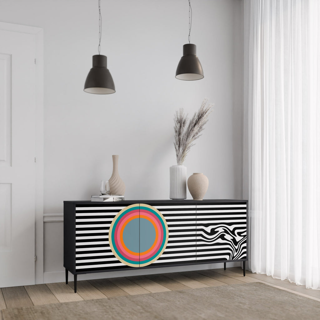 Μπουφές SPECTRA SHOWCASE με 3 πόρτες σε μαύρο φινίρισμα