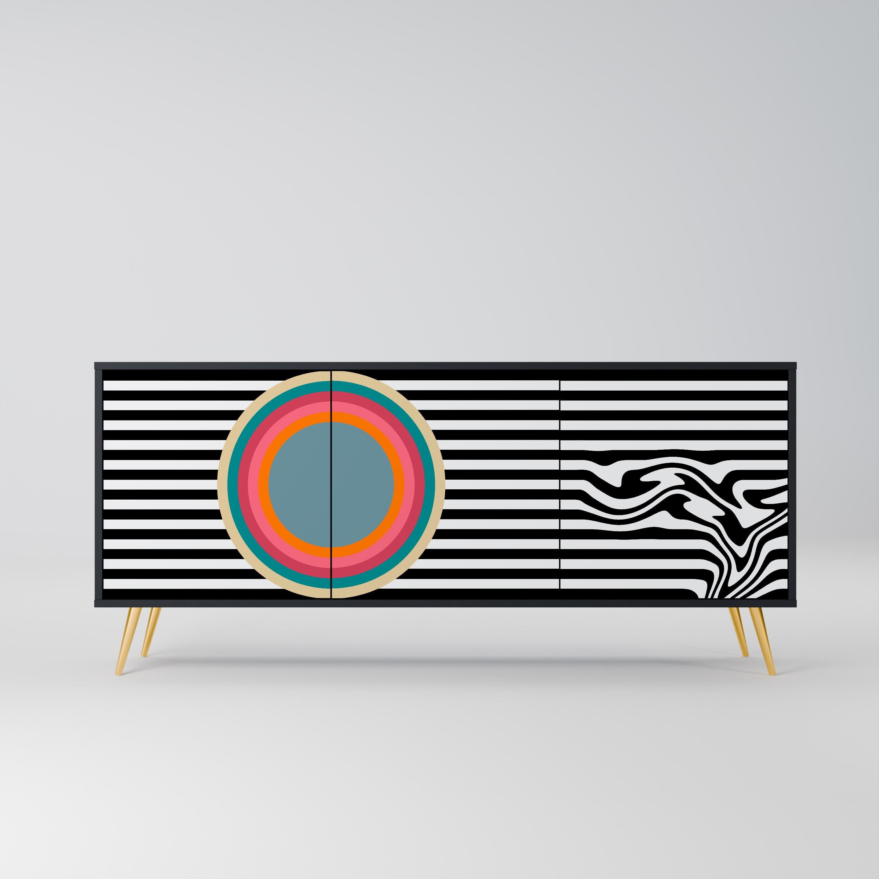 Μπουφές SPECTRA SHOWCASE με 3 πόρτες σε μαύρο φινίρισμα