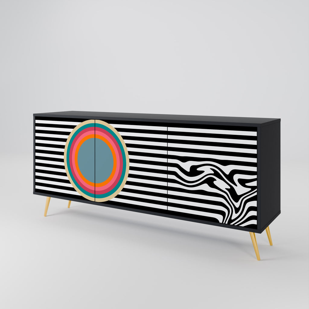 Μπουφές SPECTRA SHOWCASE με 3 πόρτες σε μαύρο φινίρισμα