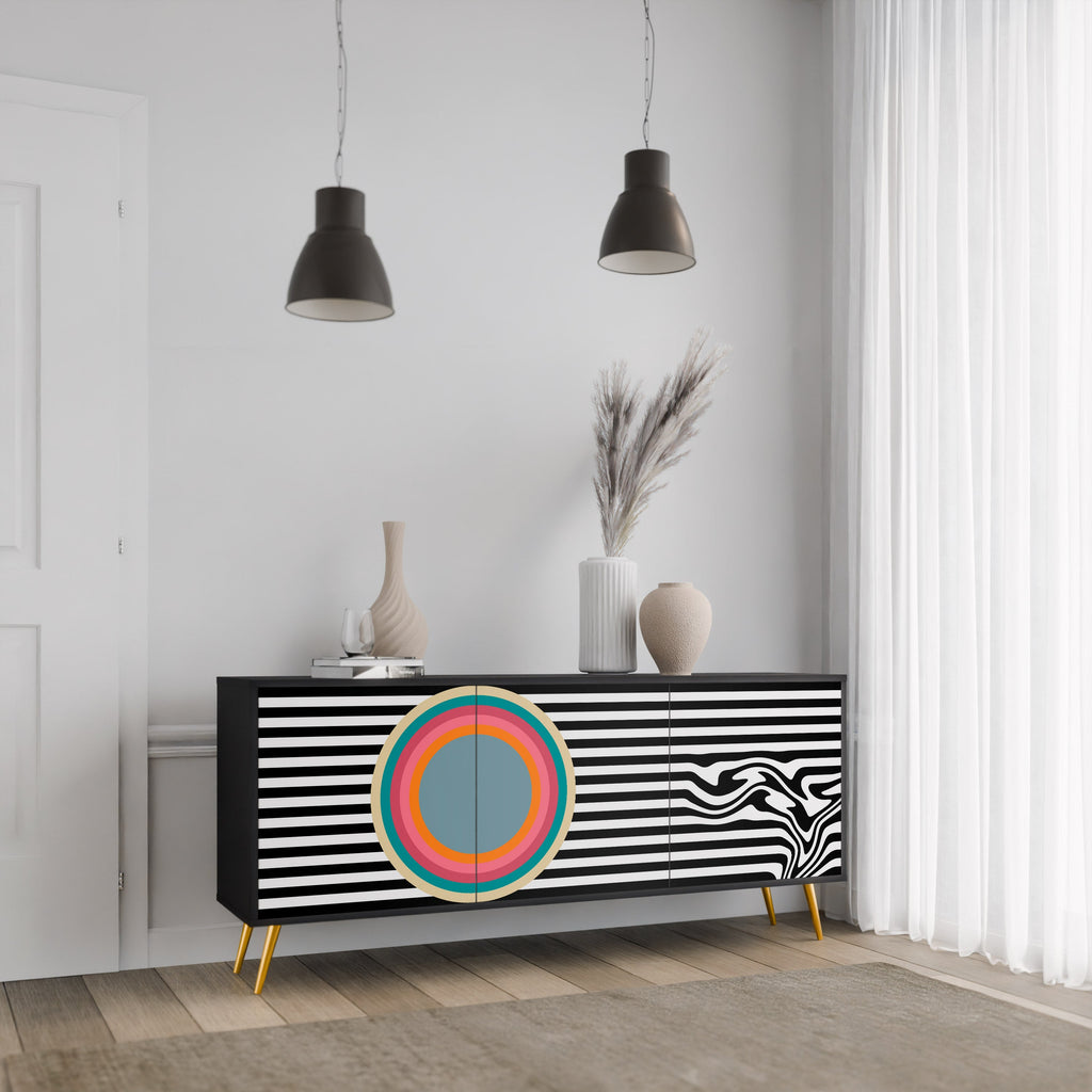 Μπουφές SPECTRA SHOWCASE με 3 πόρτες σε μαύρο φινίρισμα