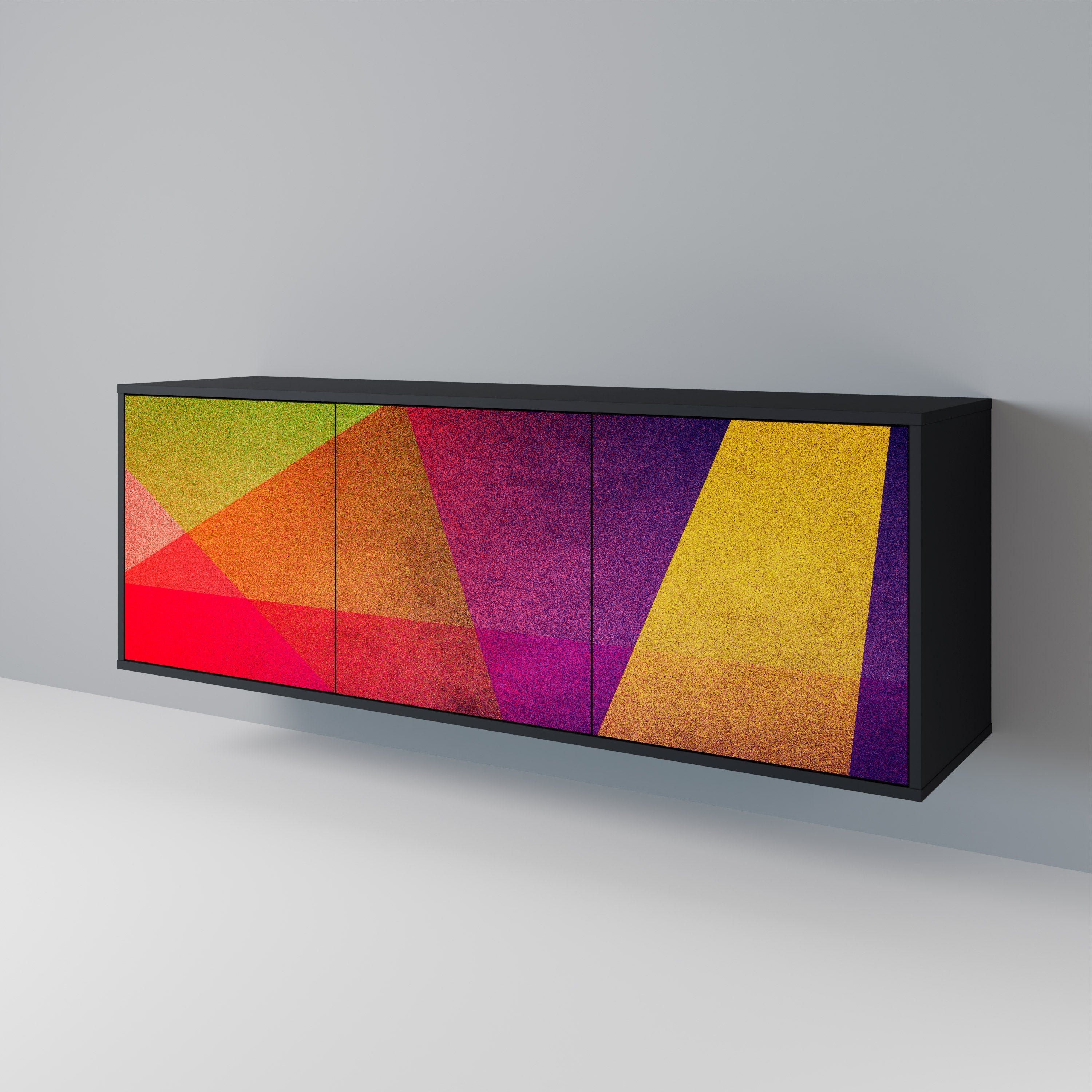 Μπουφές VIVID GEOMETRIA 3 θυρών σε μαύρο φινίρισμα