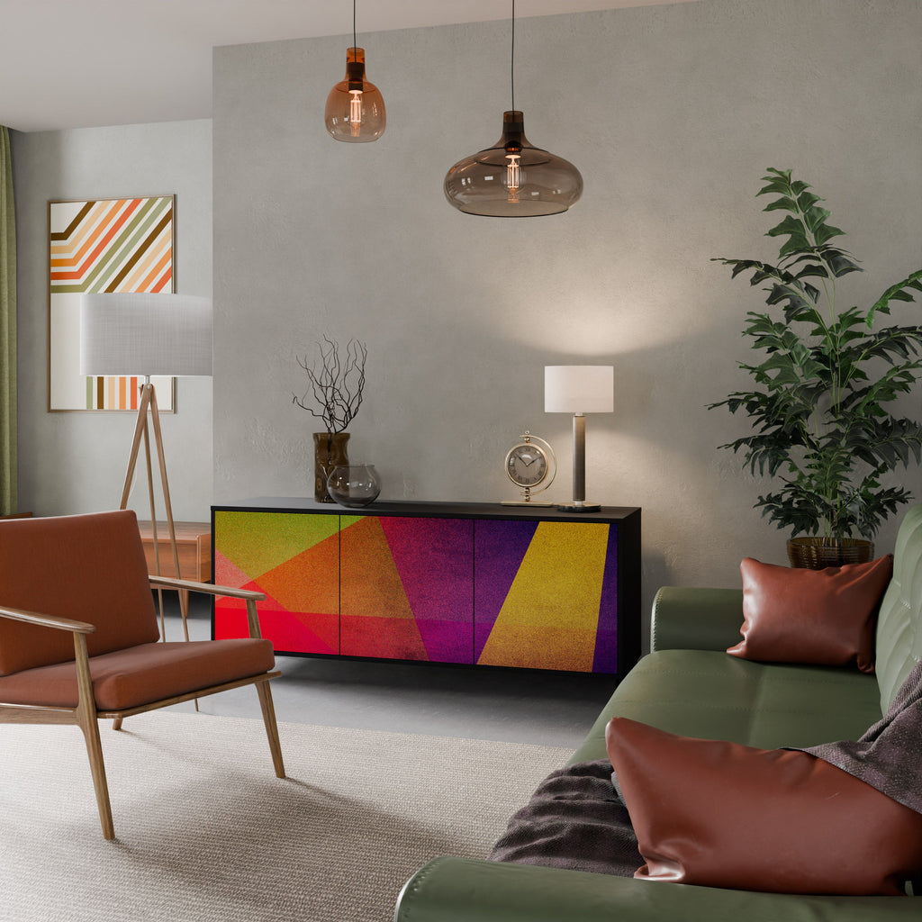 Μπουφές VIVID GEOMETRIA 3 θυρών σε μαύρο φινίρισμα