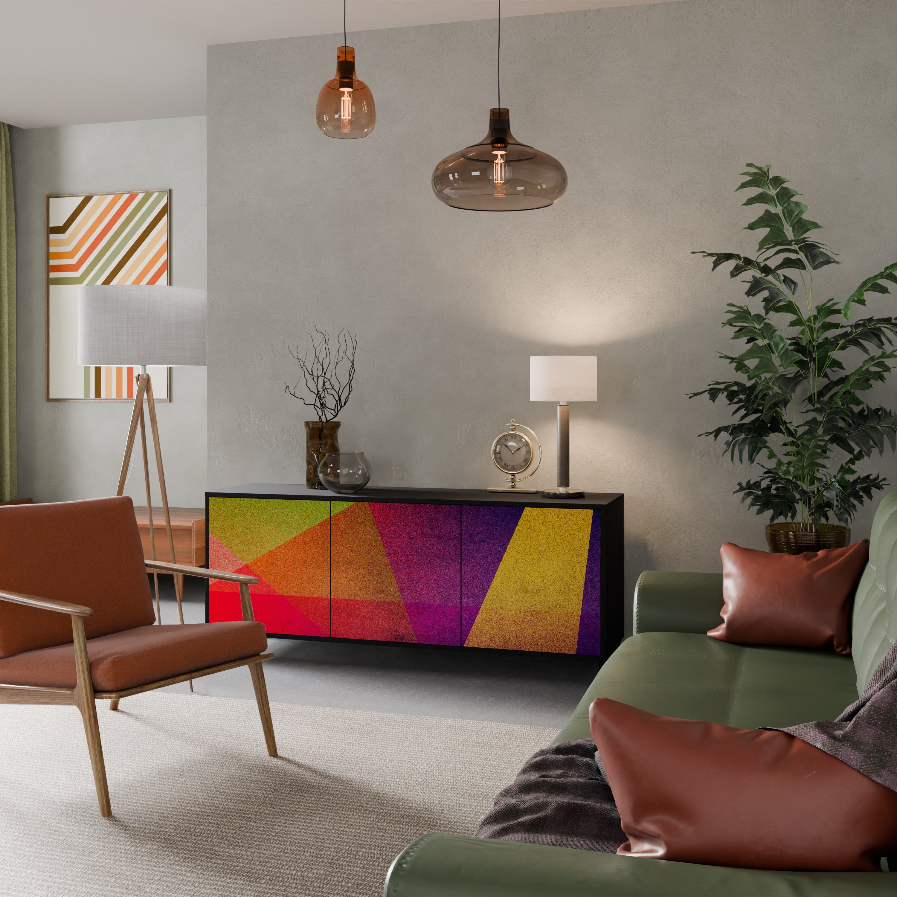 Μπουφές VIVID GEOMETRIA 3 θυρών σε μαύρο φινίρισμα