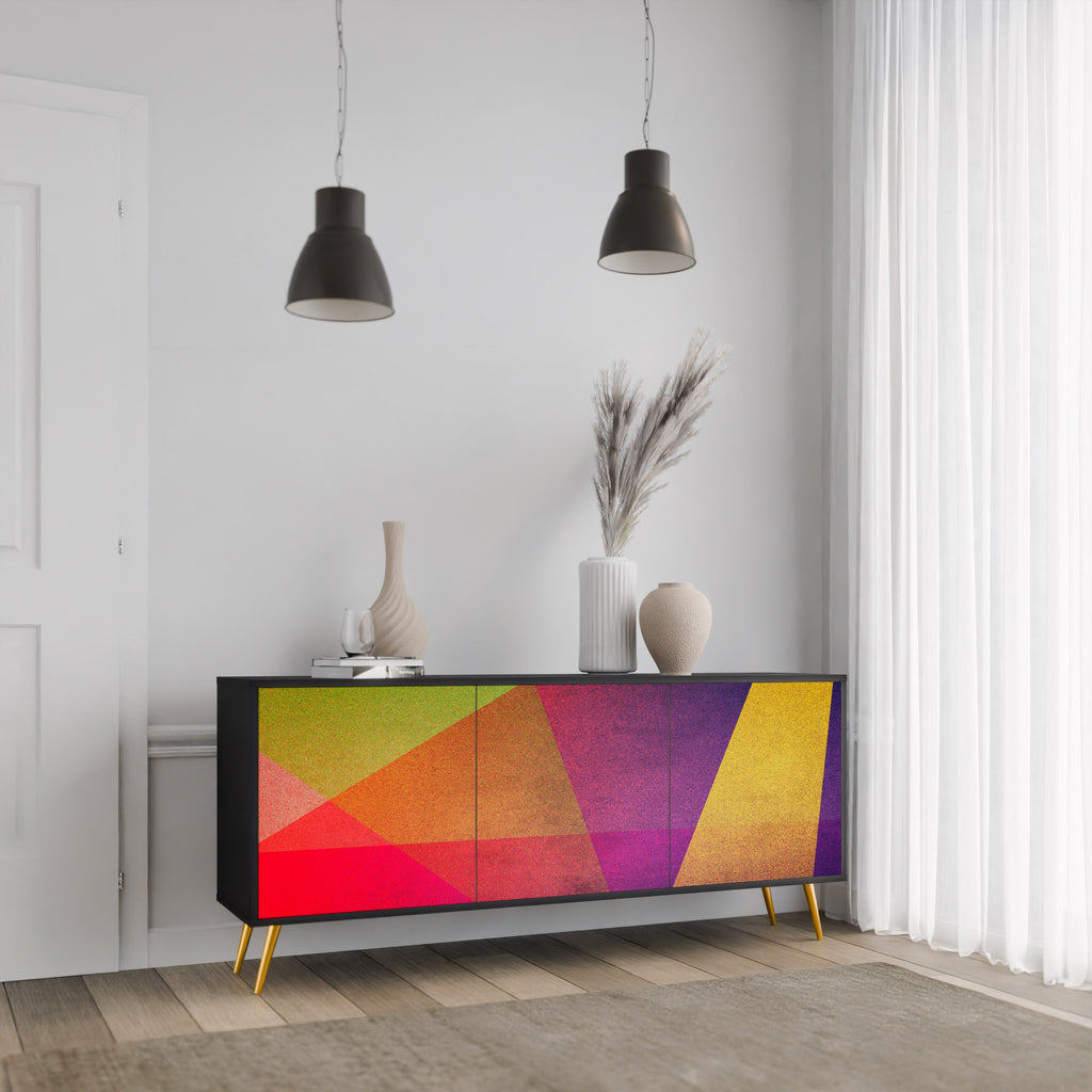 Μπουφές VIVID GEOMETRIA 3 θυρών σε μαύρο φινίρισμα