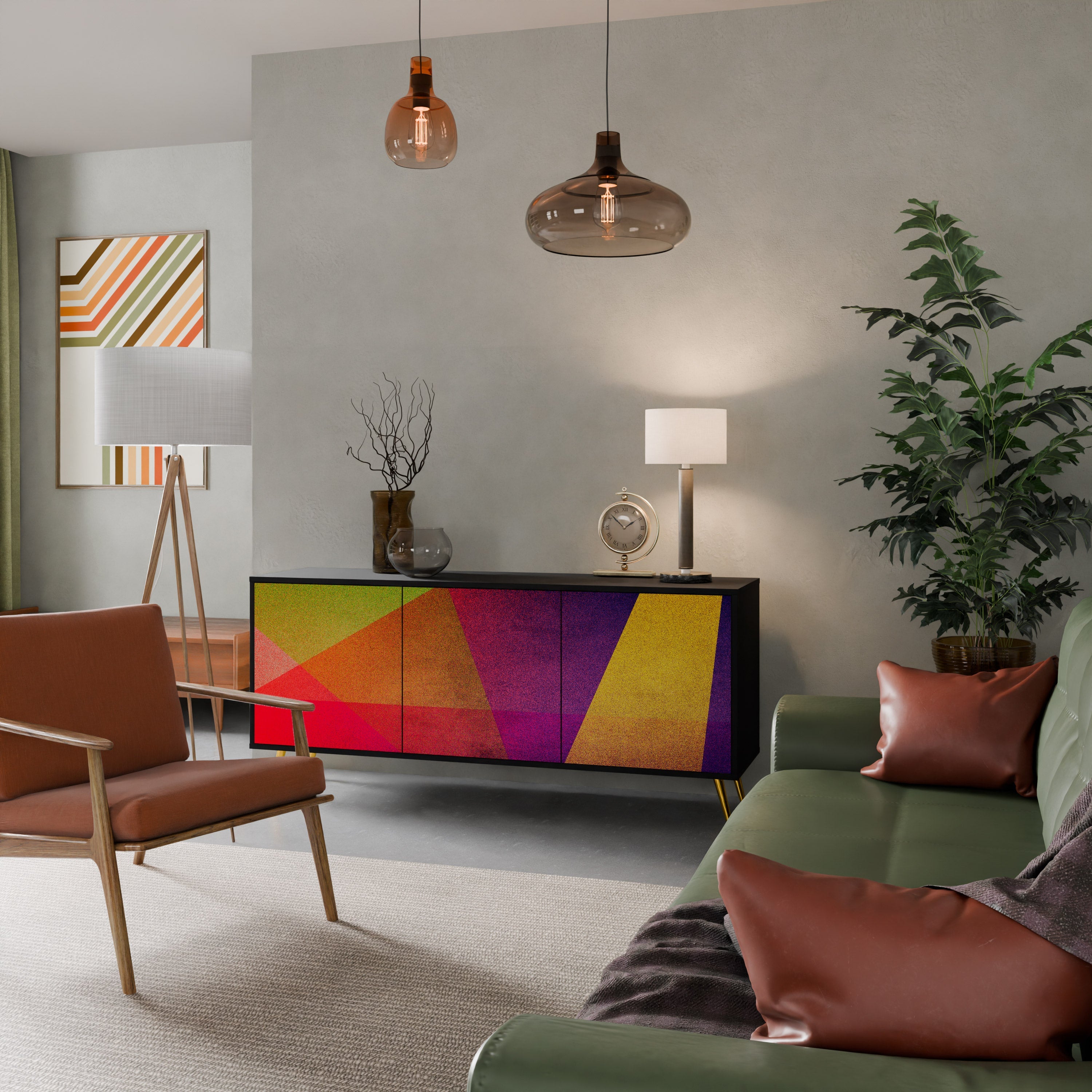 Μπουφές VIVID GEOMETRIA 3 θυρών σε μαύρο φινίρισμα