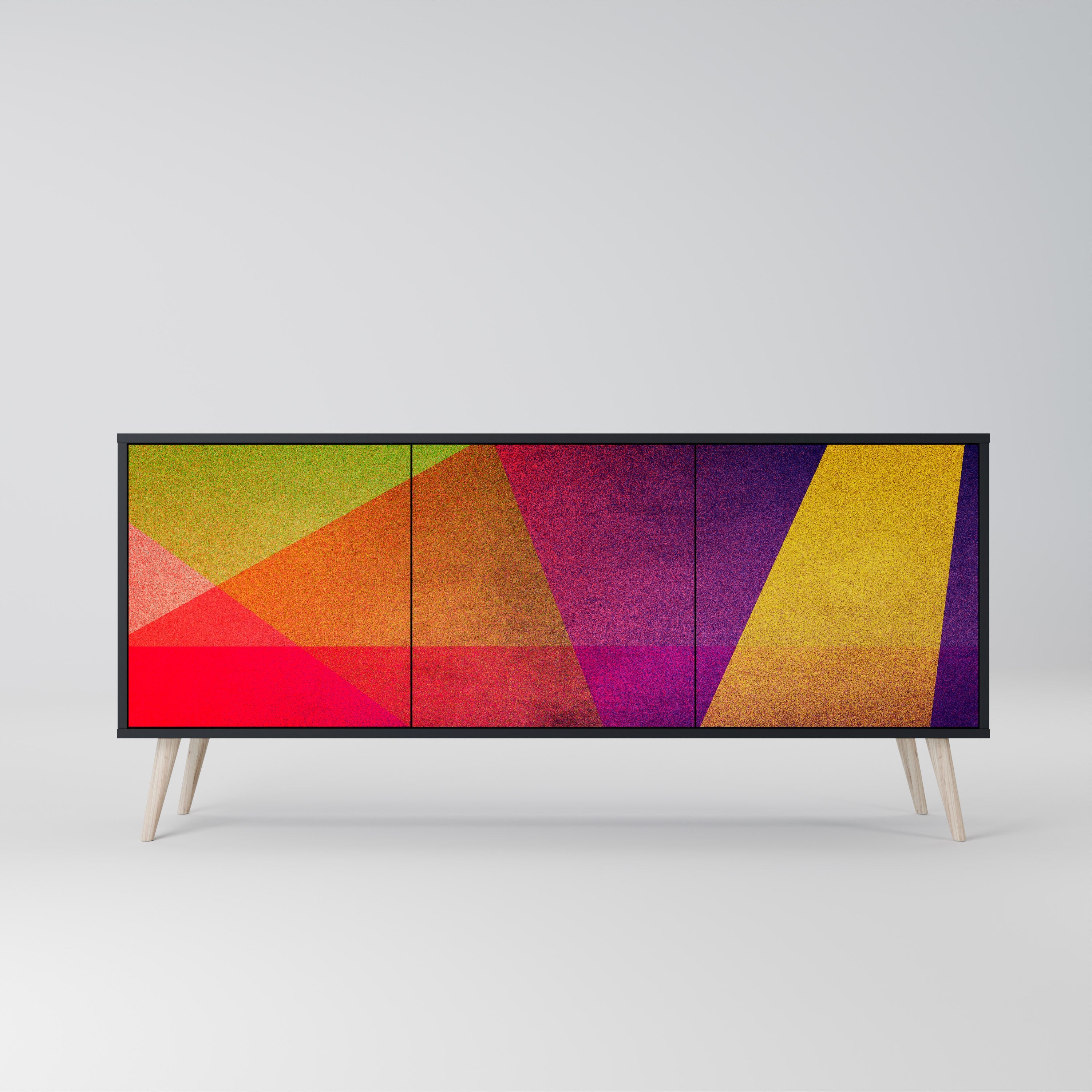 Μπουφές VIVID GEOMETRIA 3 θυρών σε μαύρο φινίρισμα