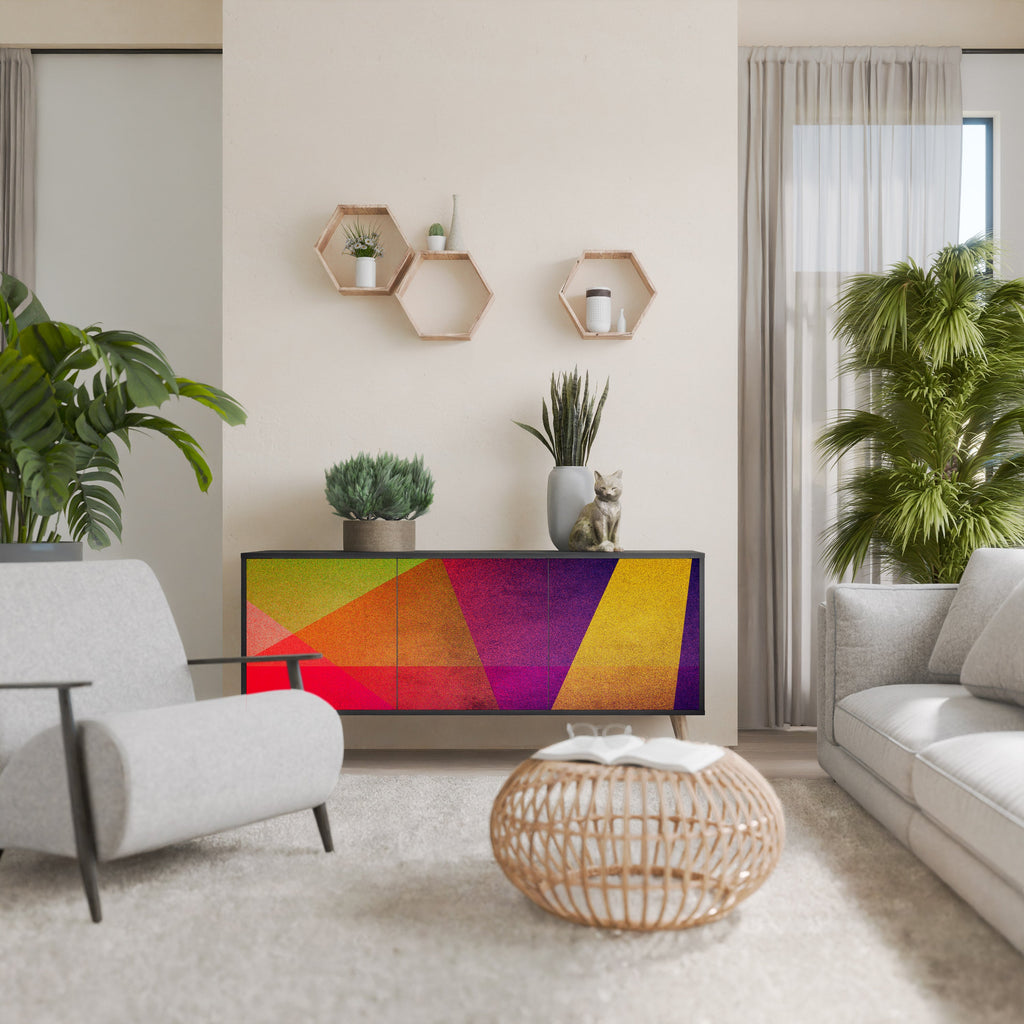 Μπουφές VIVID GEOMETRIA 3 θυρών σε μαύρο φινίρισμα