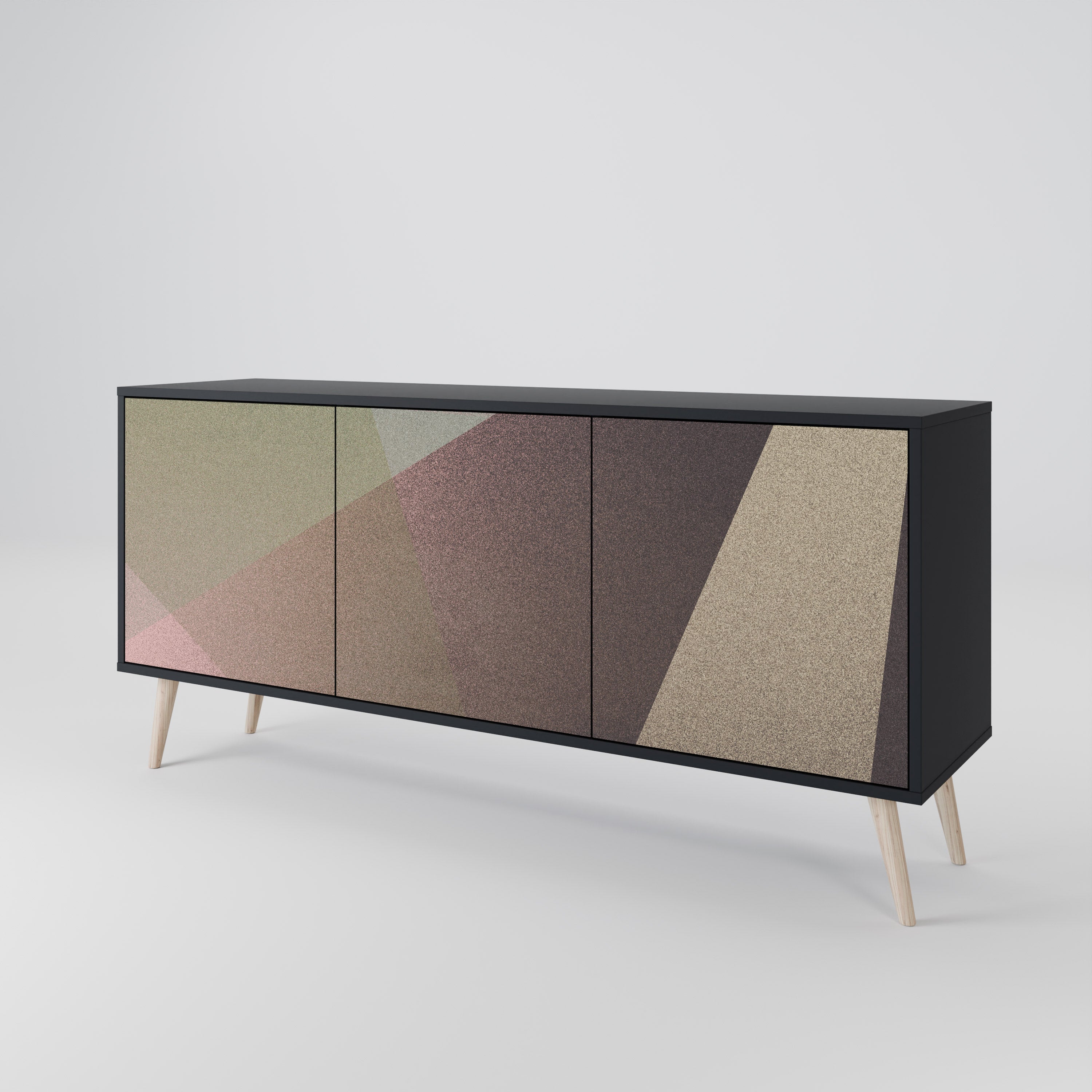 BEIGE GEOMETRY 3-Door Sideboard