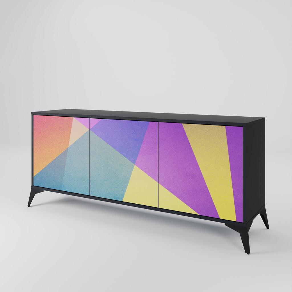 BRIGHT GEOMETRY 3-Door Sideboard in Black Finish