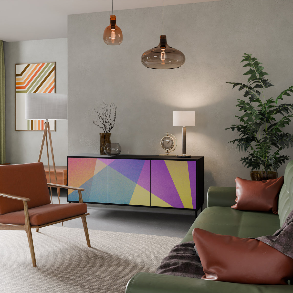 BRIGHT GEOMETRY 3-Door Sideboard