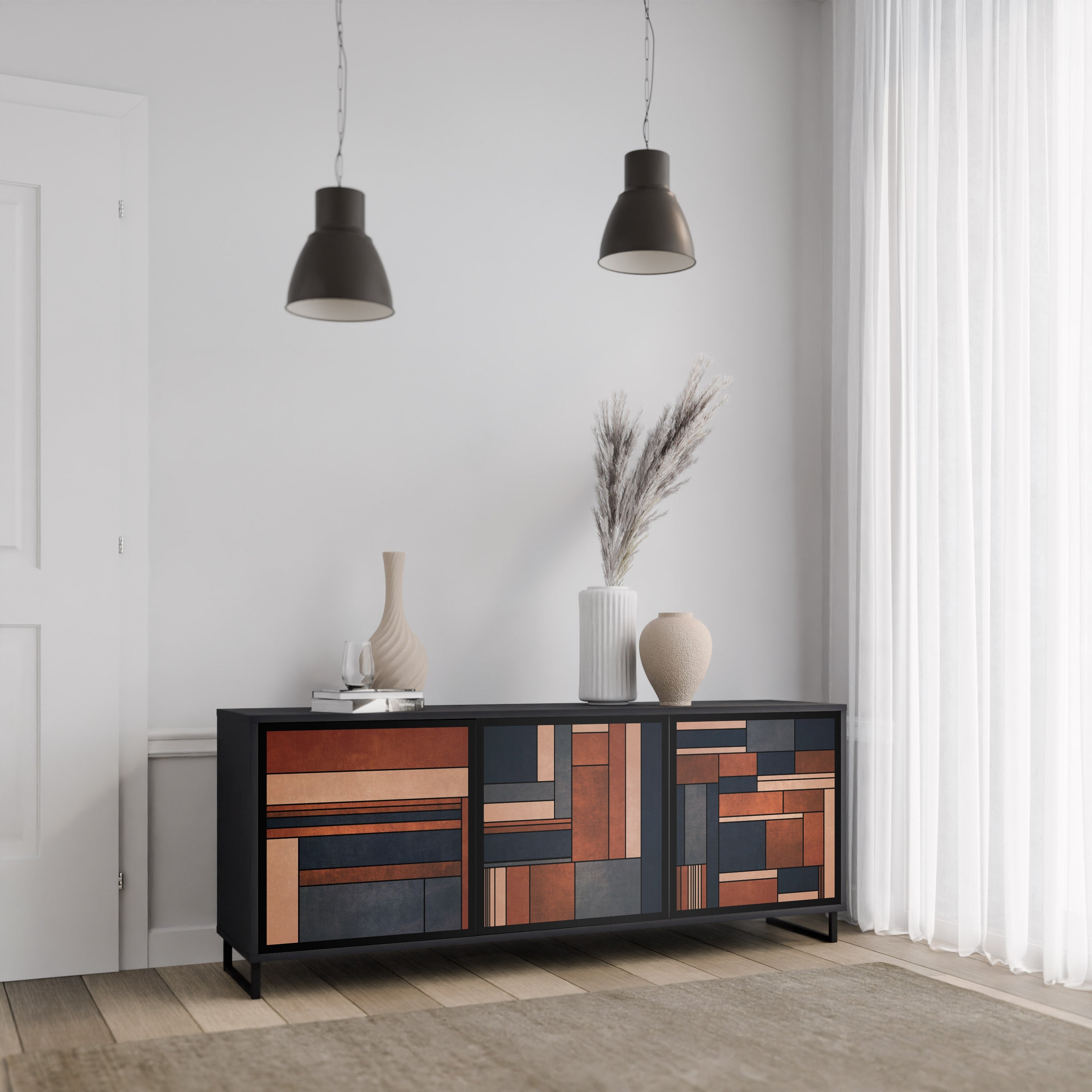 INTREPID FORMATION 3-Door Sideboard in Black Finish