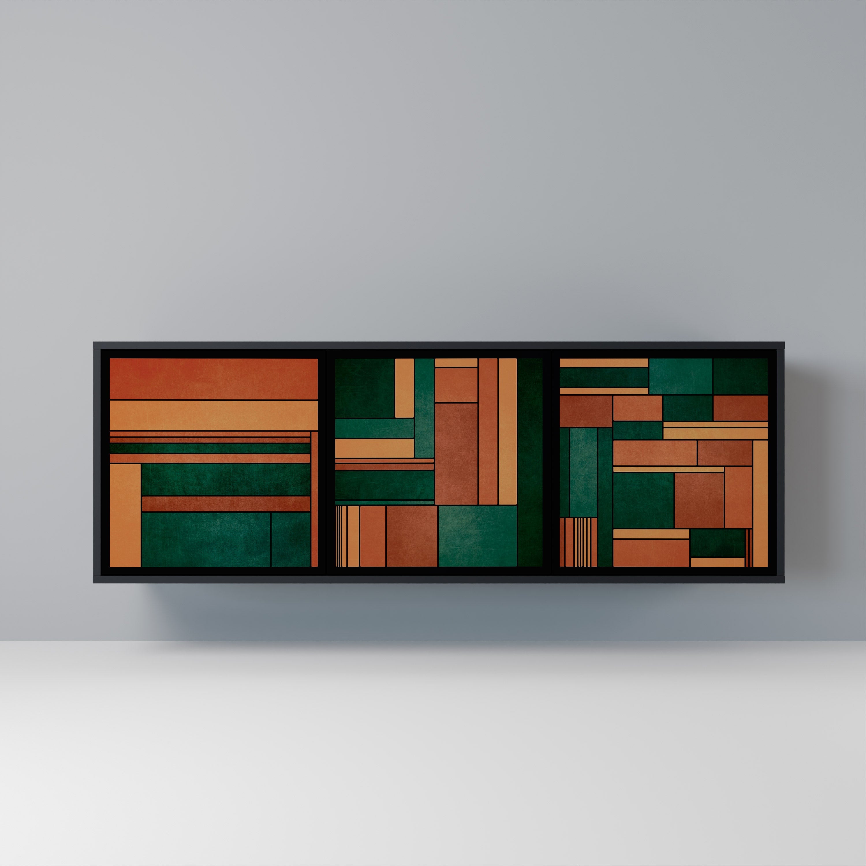 EARTHY FIGURES 3-Door Sideboard in Black Finish