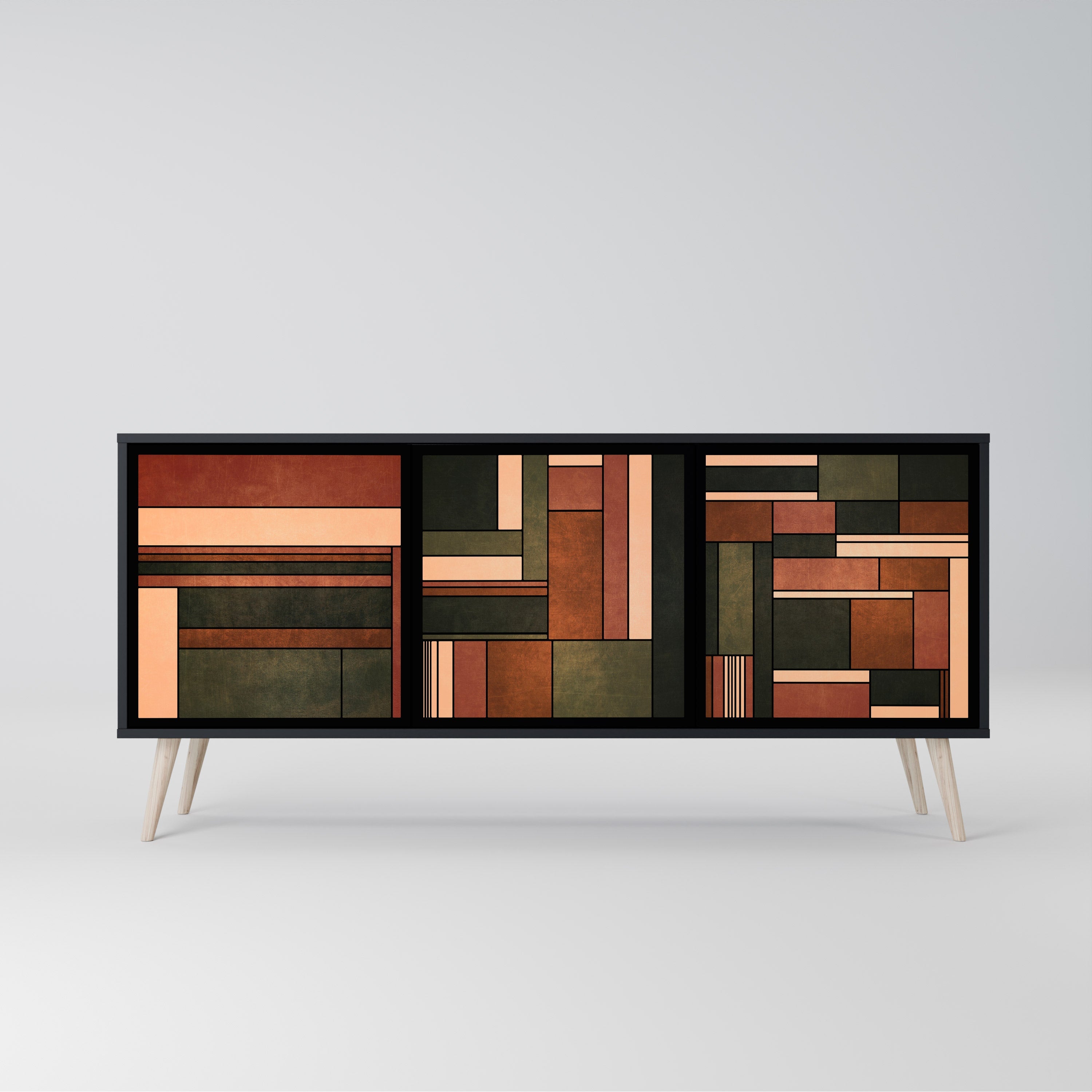 FIGURES OF NATURE 3-Door Sideboard in Black Finish