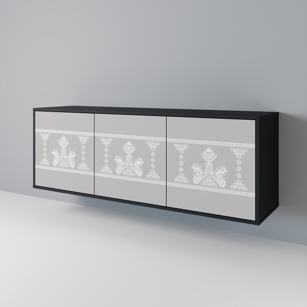 THAI GRAY 3-Door Sideboard in Black Finish