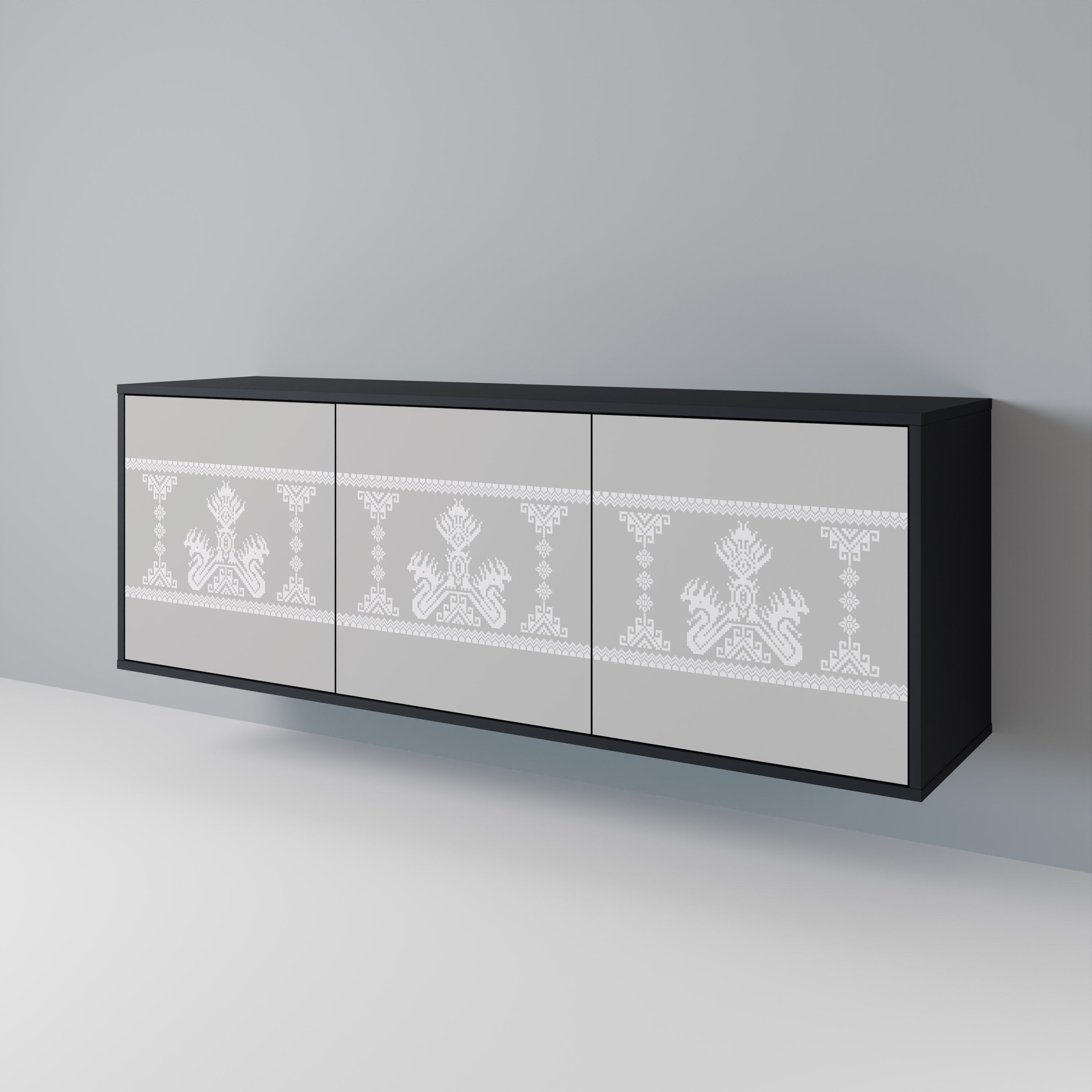 THAI GRAY 3-Door Sideboard in Black Finish