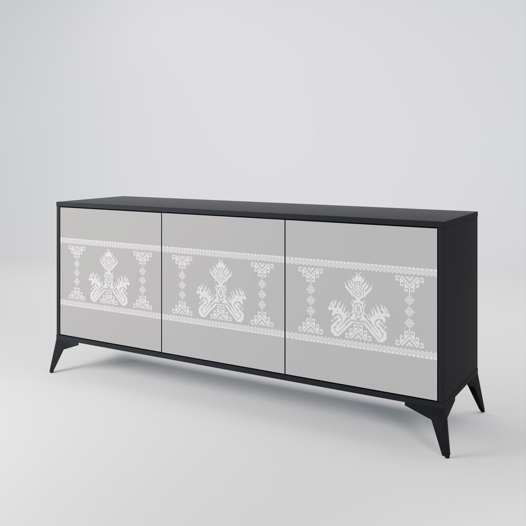 THAI GRAY 3-Door Sideboard in Black Finish