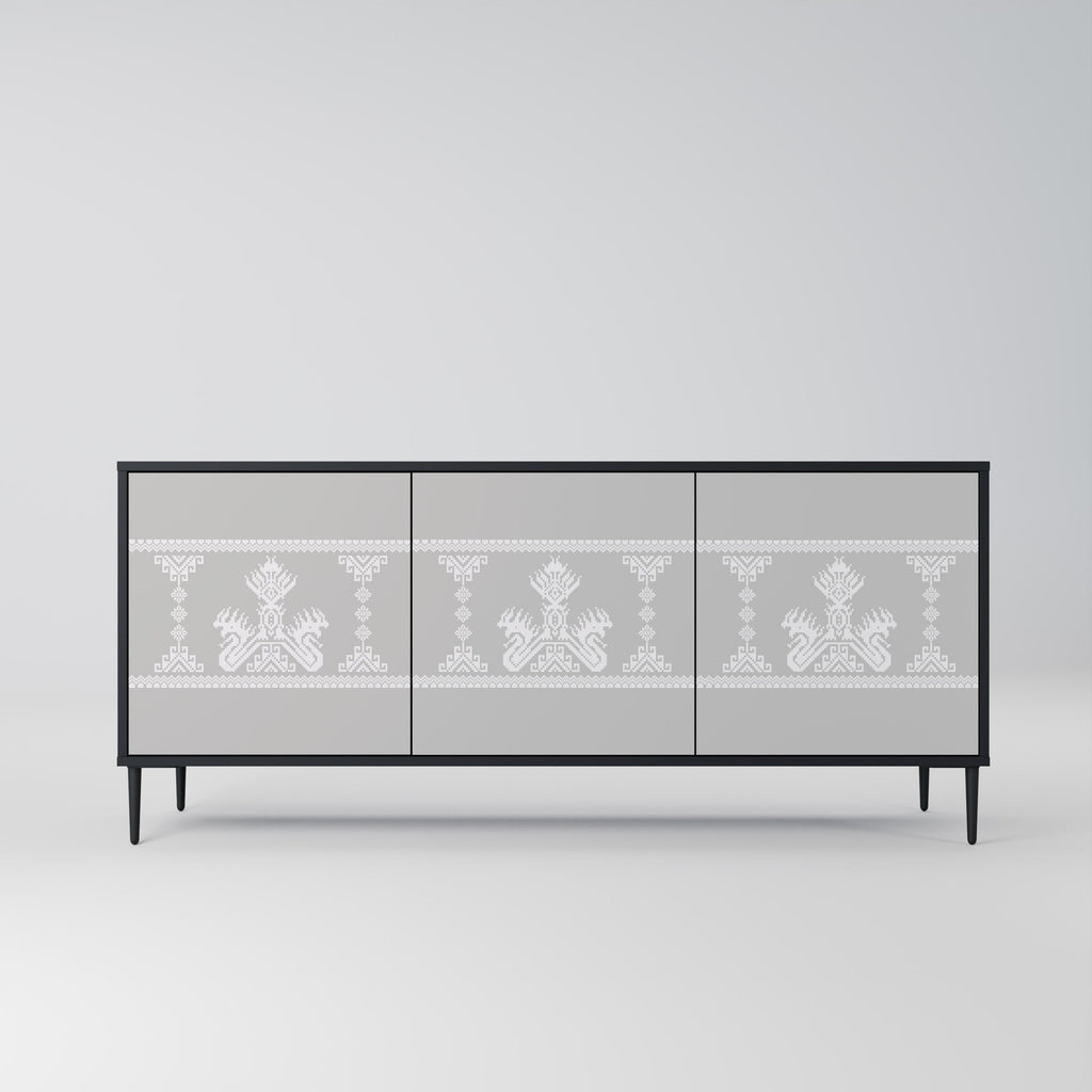 THAI GRAY 3-Door Sideboard in Black Finish