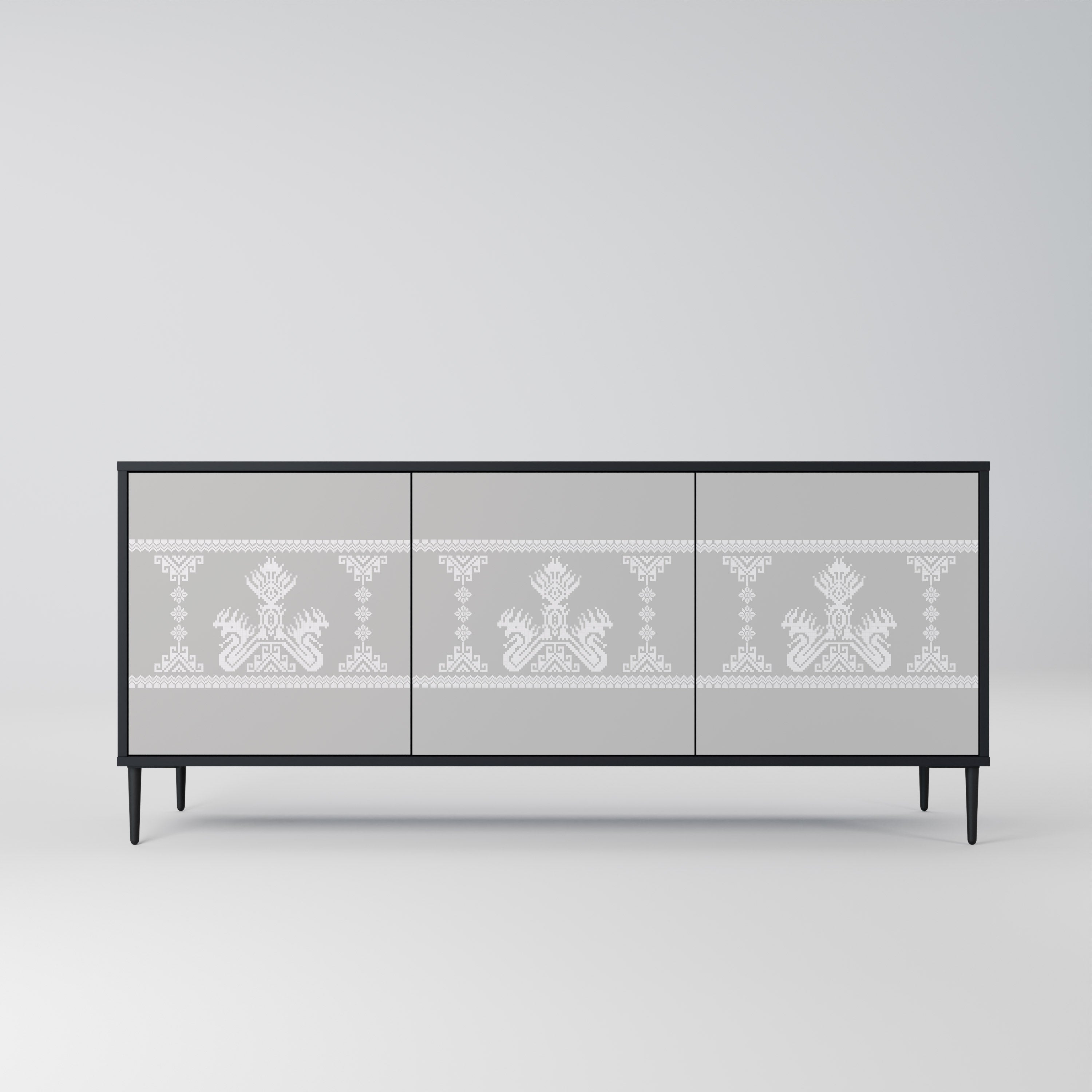 THAI GRAY 3-Door Sideboard in Black Finish