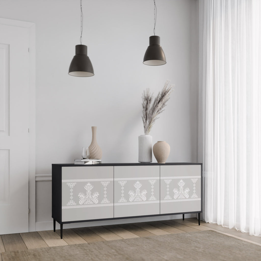 THAI GRAY 3-Door Sideboard in Black Finish