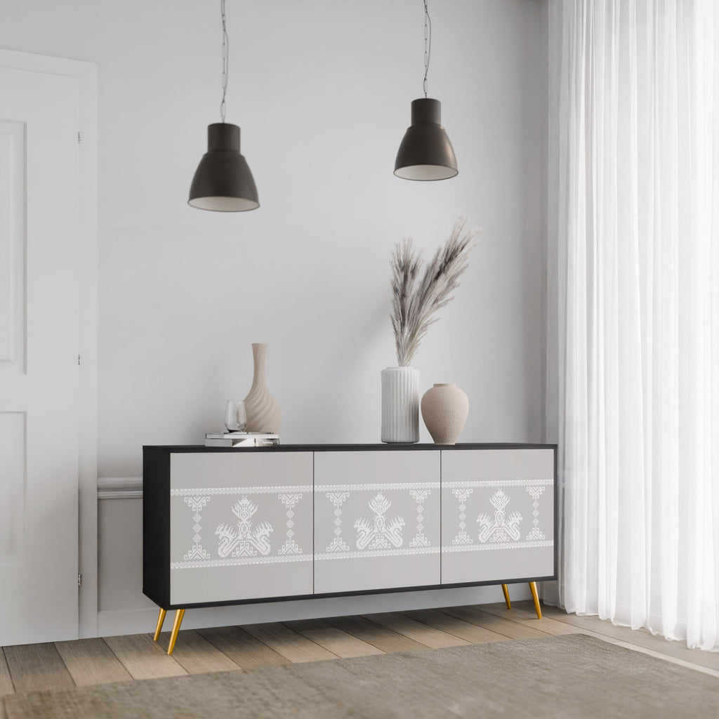 THAI GRAY 3-Door Sideboard in Black Finish