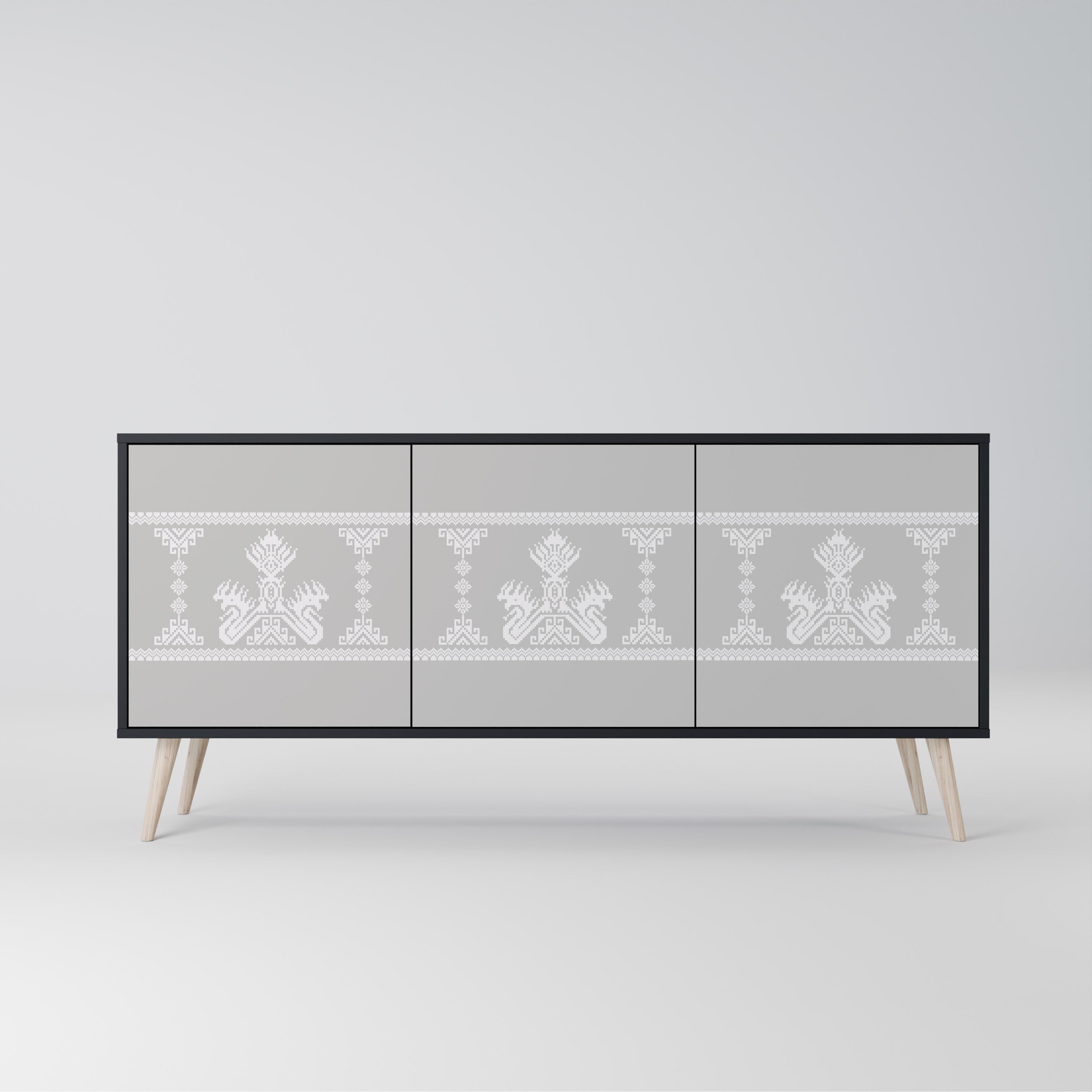 THAI GRAY 3-Door Sideboard in Black Finish
