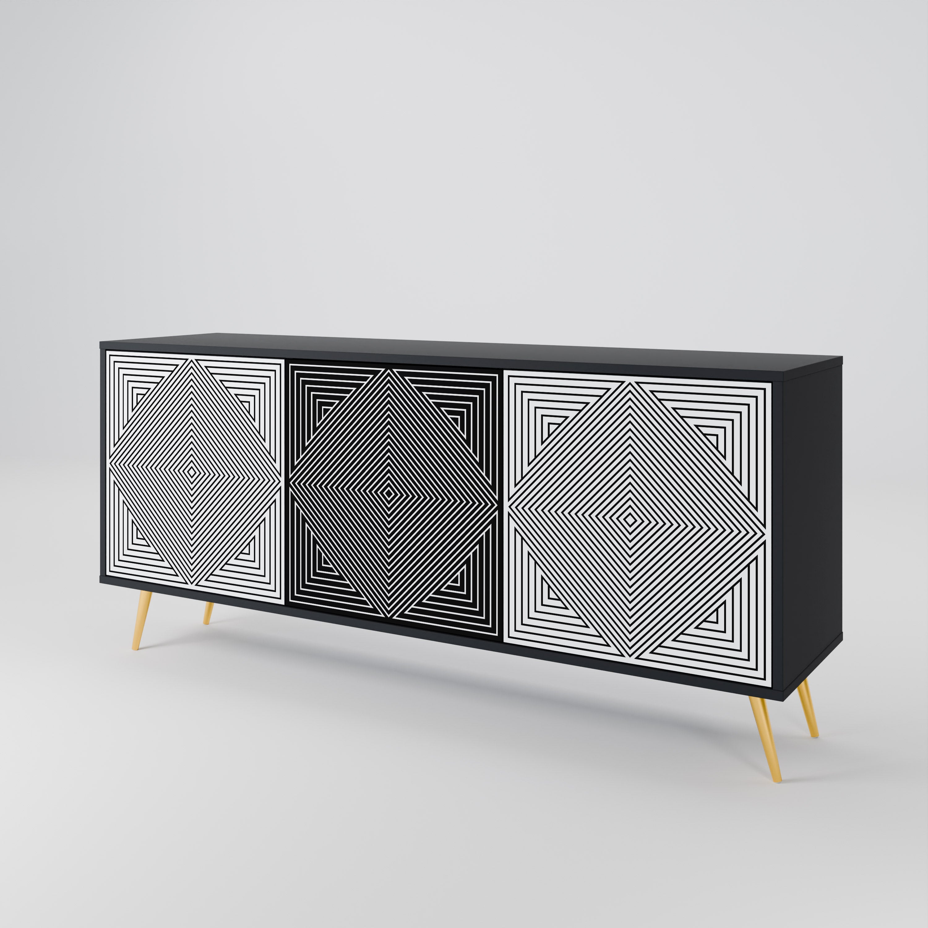 POLYGON ILLUSION 3-Door Sideboard