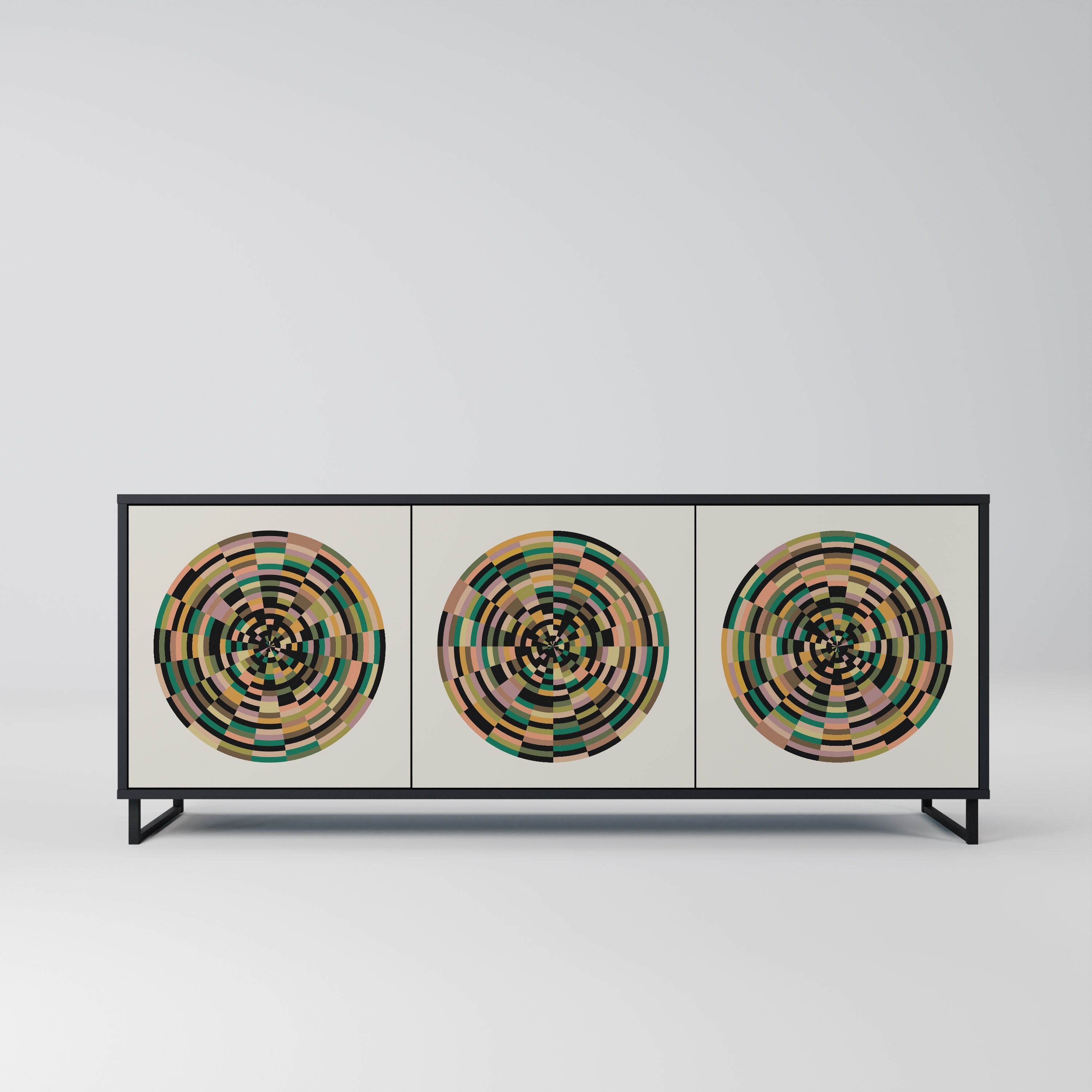 GREEN CIRCLES 3-Door Sideboard in Black Finish
