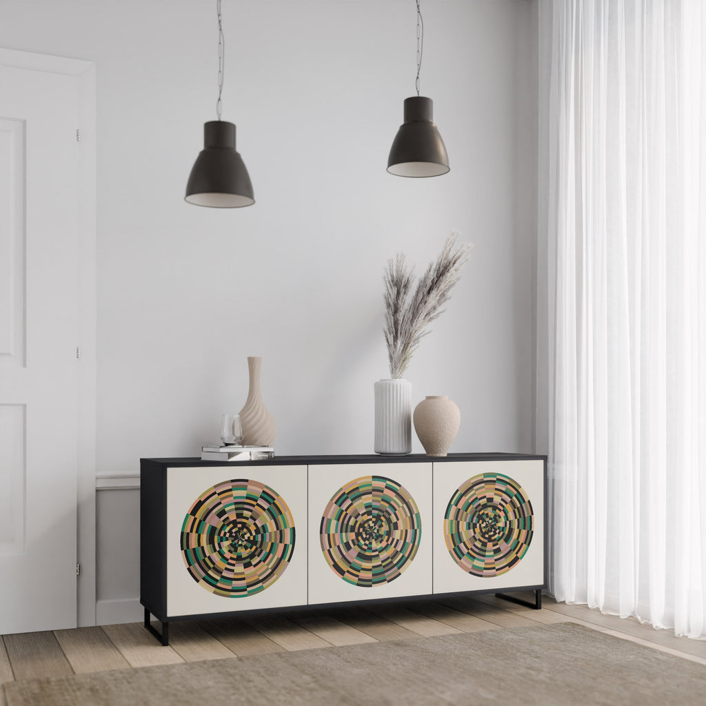 GREEN CIRCLES 3-Door Sideboard in Black Finish