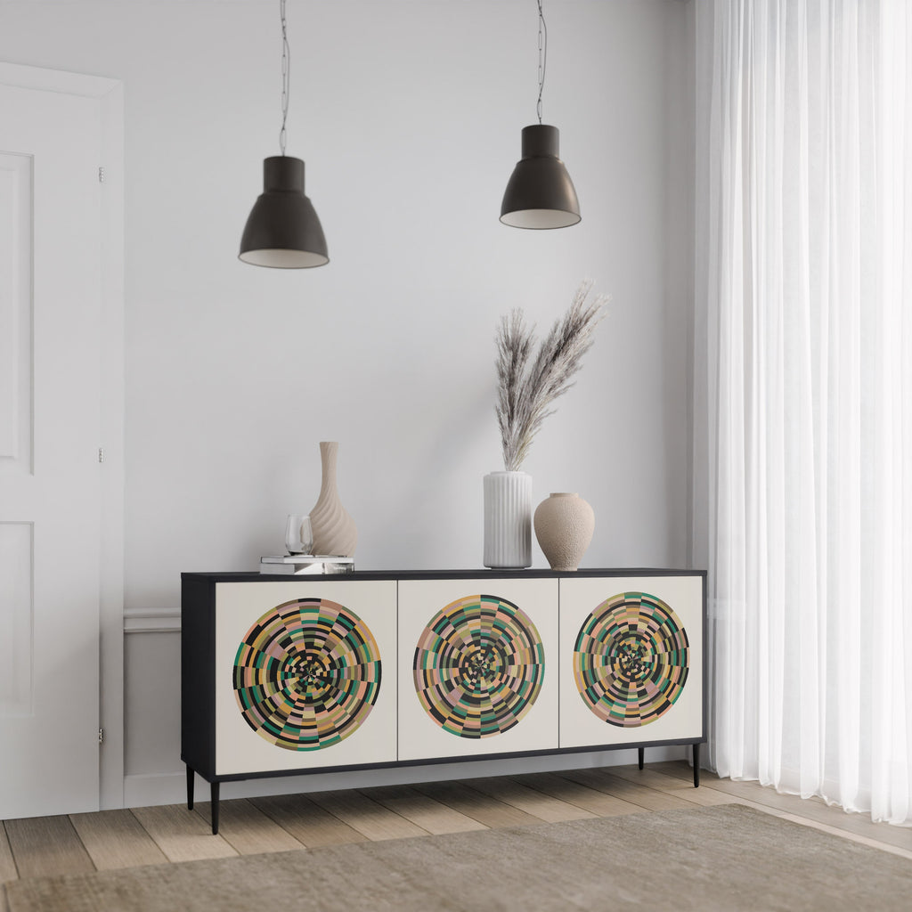 GREEN CIRCLES 3-Door Sideboard in Black Finish