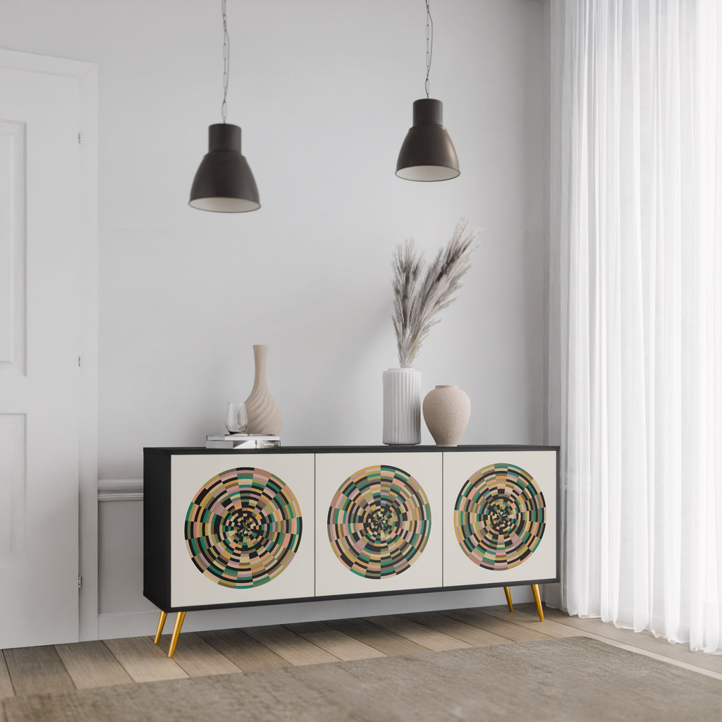 GREEN CIRCLES 3-Door Sideboard in Black Finish