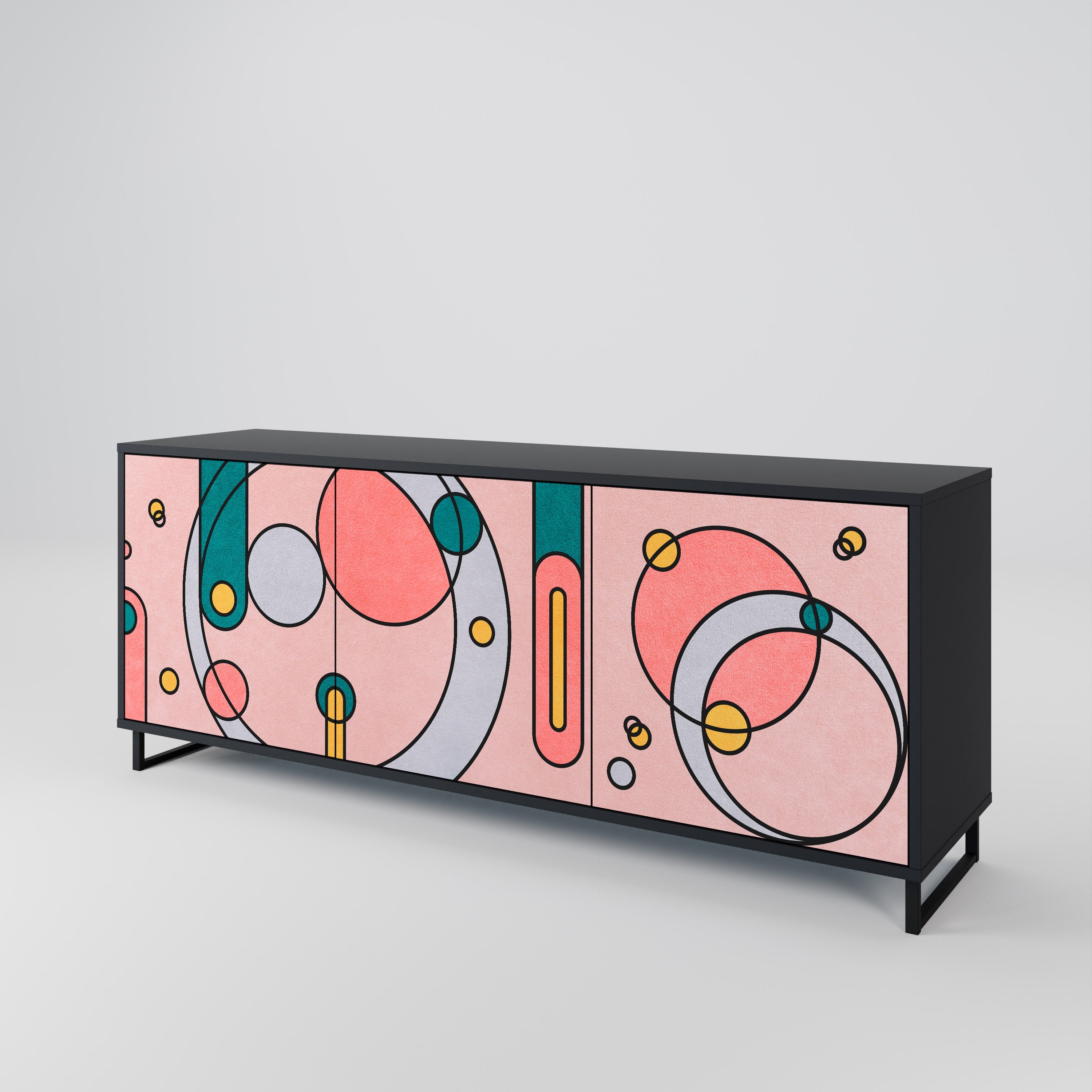 GOSSAMER ECHOES 3-Door Sideboard in Black Finish