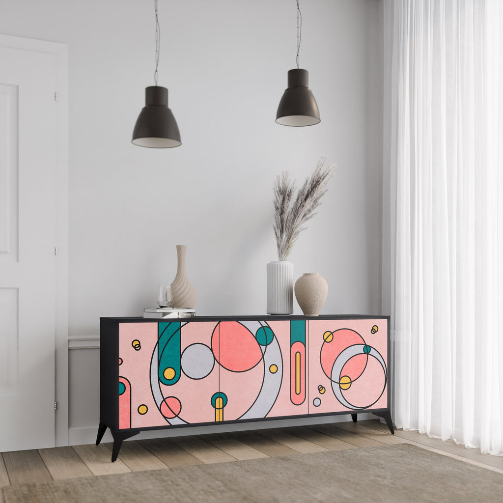 GOSSAMER ECHOES 3-Door Sideboard in Black Finish