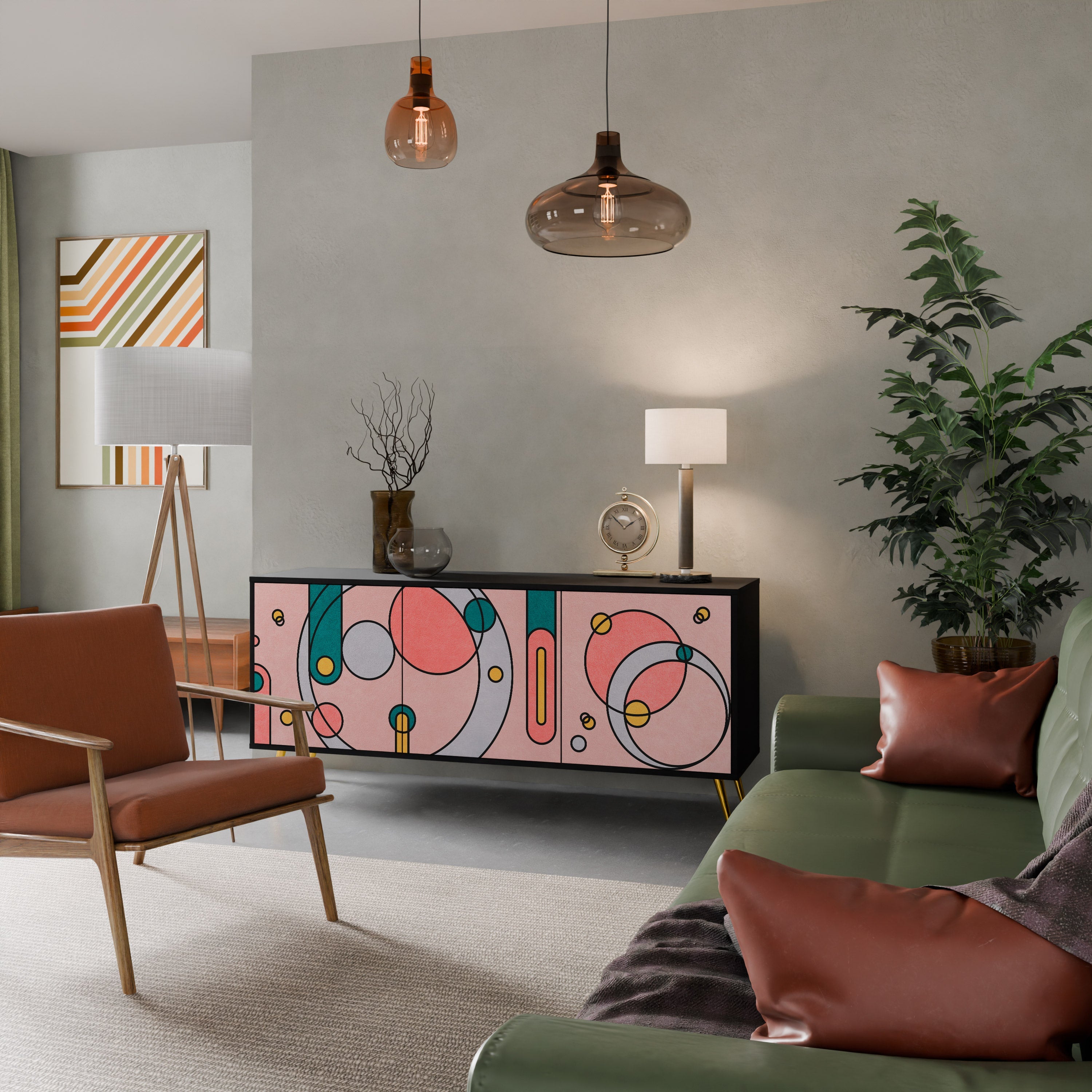GOSSAMER ECHOES 3-Door Sideboard in Black Finish