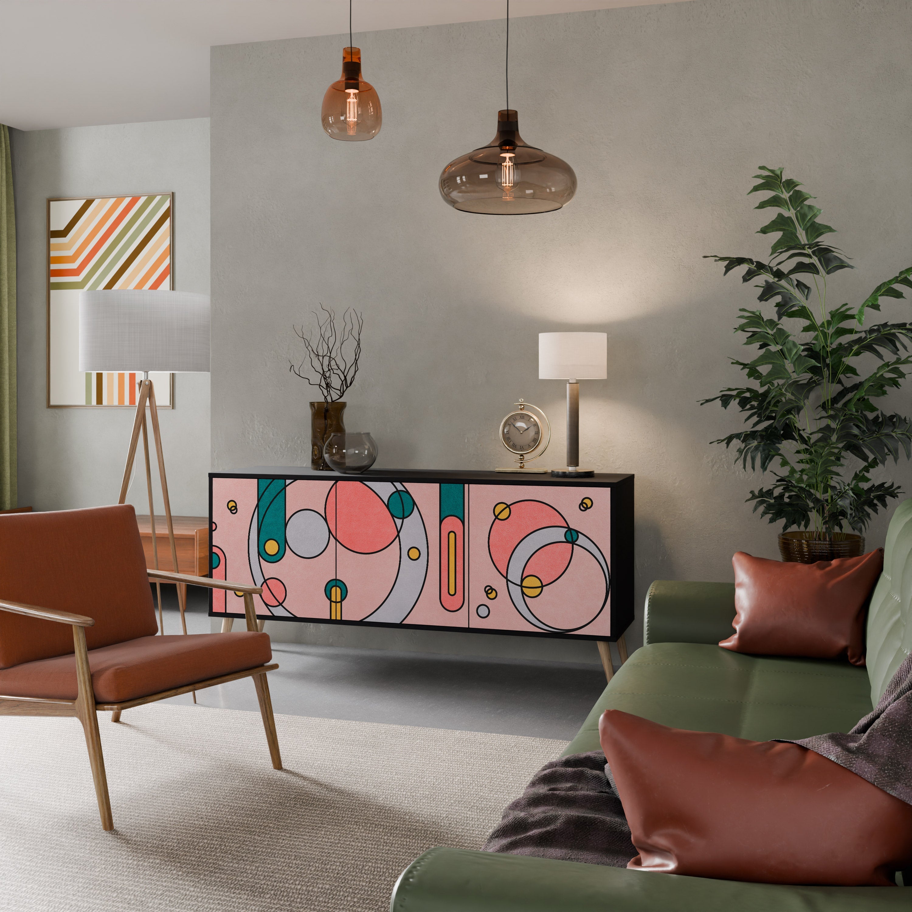 GOSSAMER ECHOES 3-Door Sideboard in Black Finish