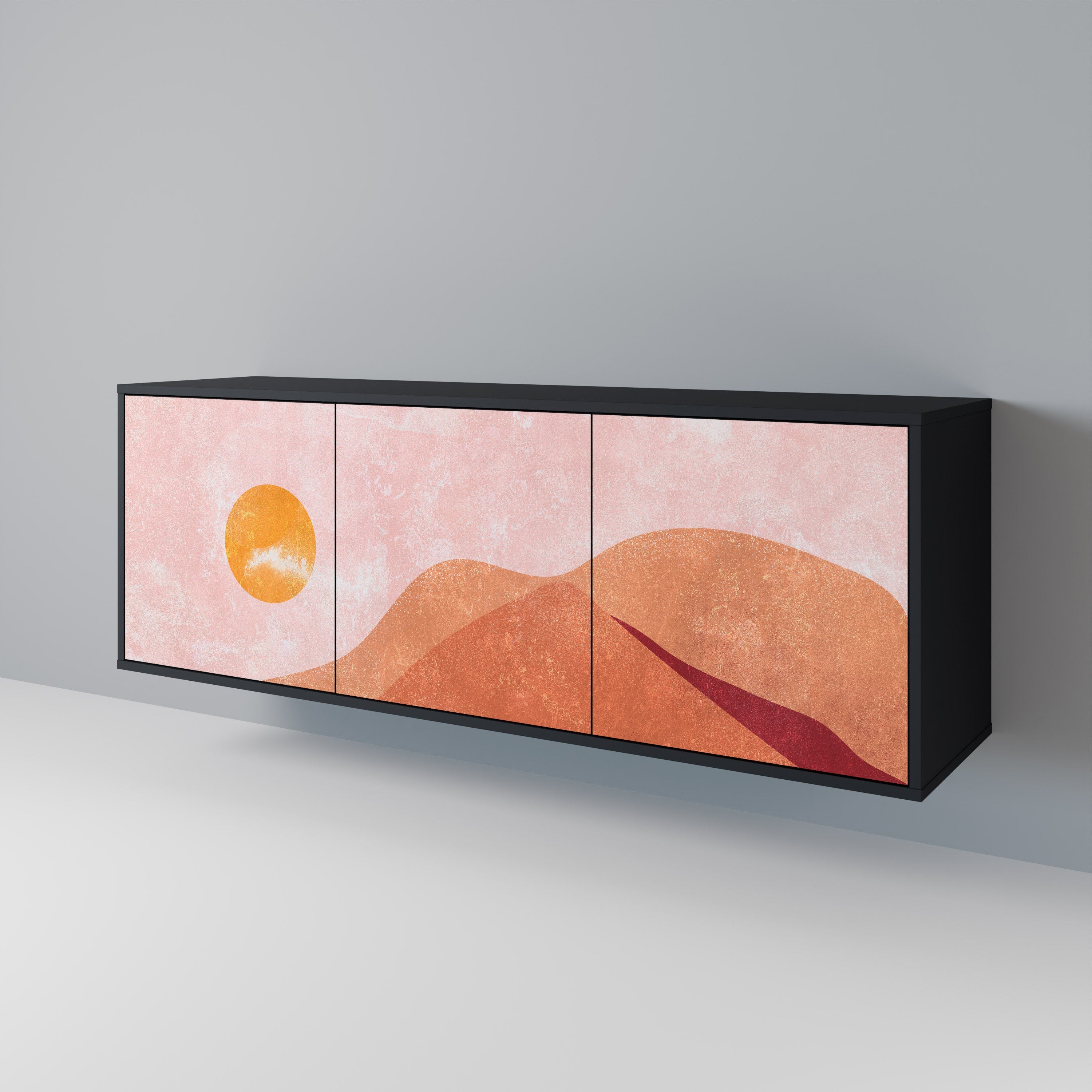 LUMINOUS SUNLIGHT 3-Door Sideboard in Black Finish