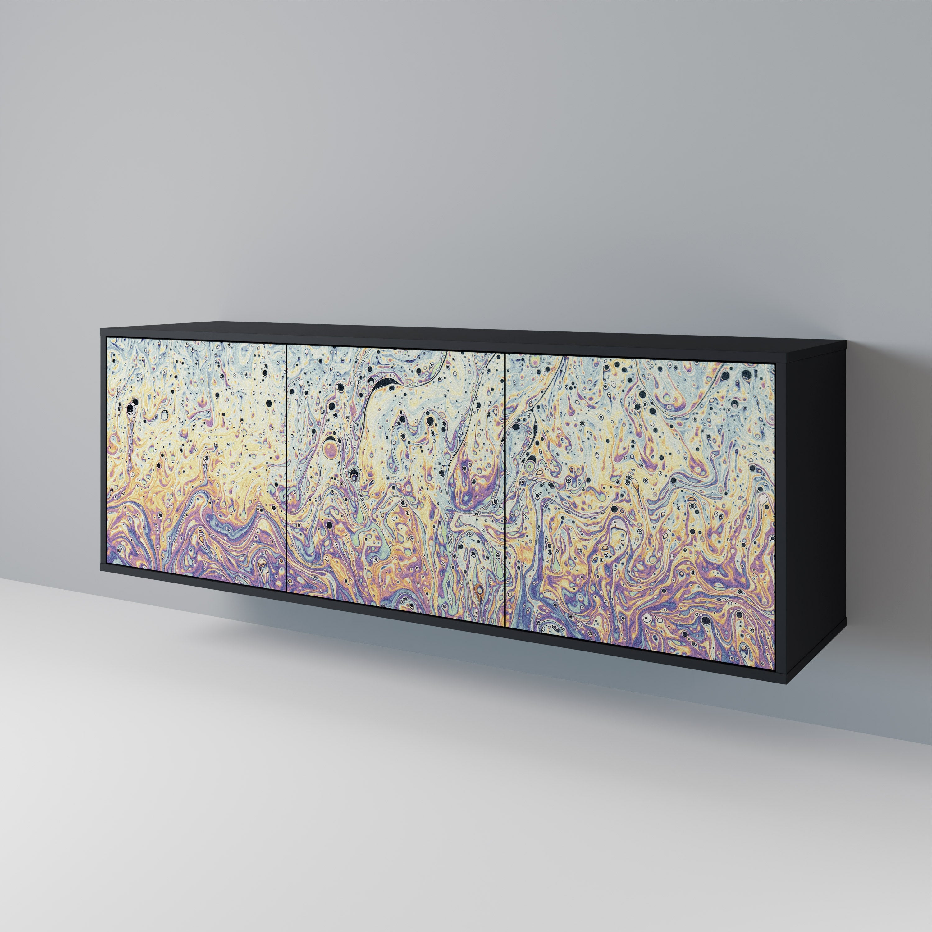 MOSAIC OF COLORS 3-Door Sideboard in Black Finish