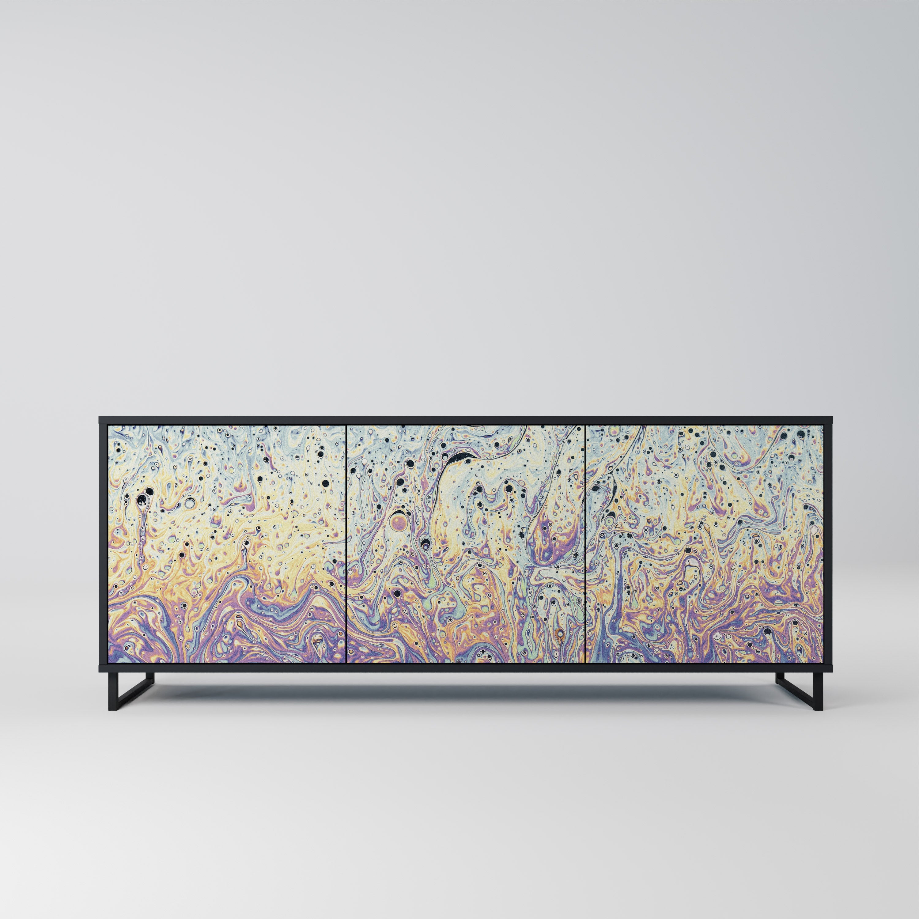 MOSAIC OF COLORS 3-Door Sideboard in Black Finish
