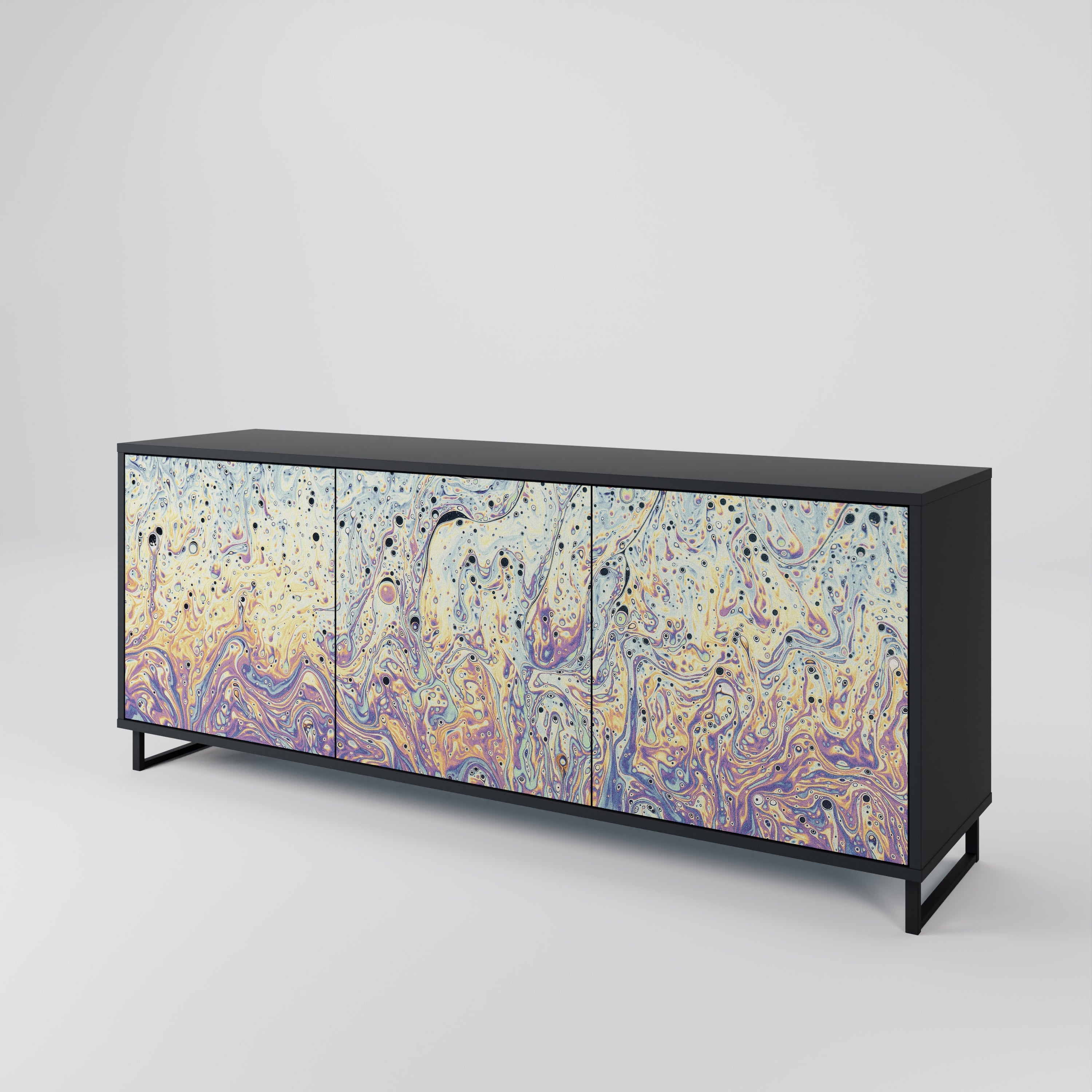 MOSAIC OF COLORS 3-Door Sideboard in Black Finish