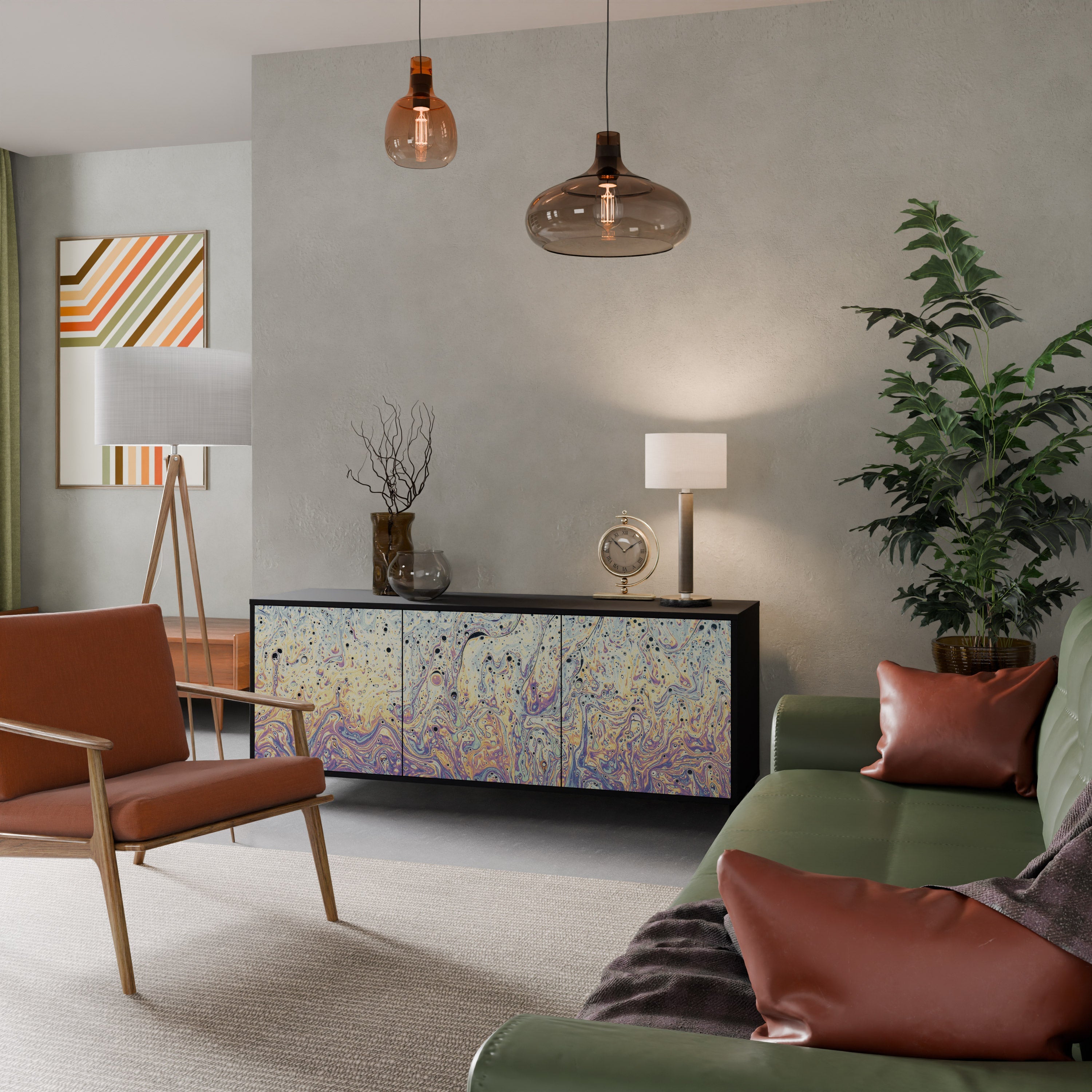 MOSAIC OF COLORS 3-Door Sideboard in Black Finish
