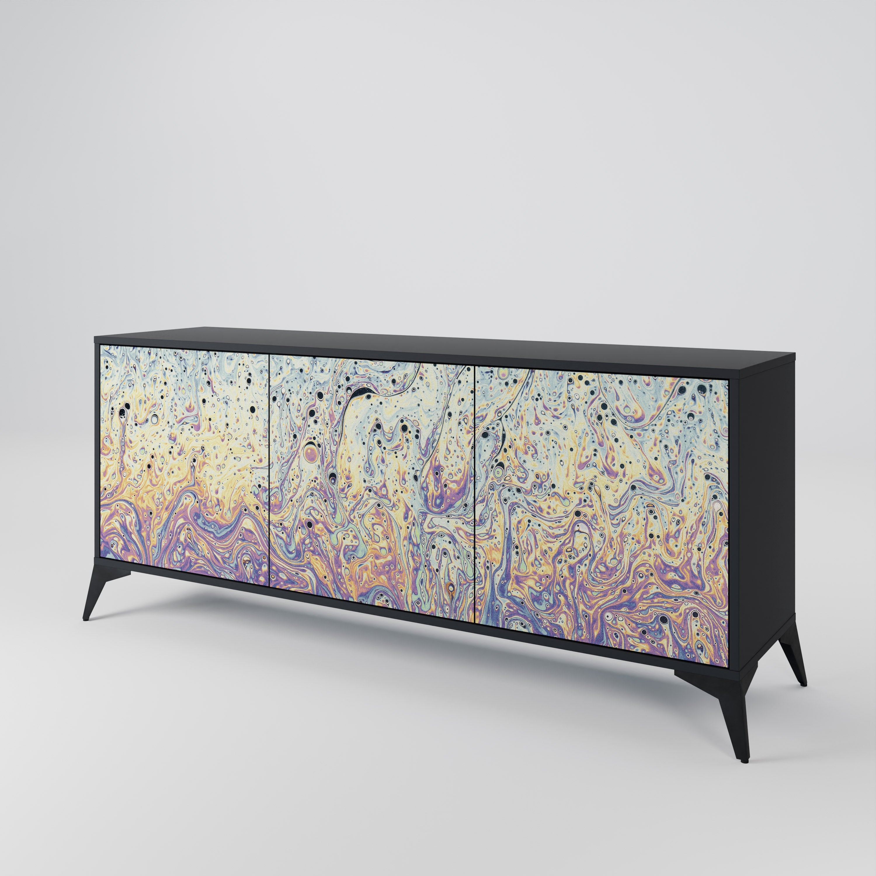 MOSAIC OF COLORS 3-Door Sideboard in Black Finish
