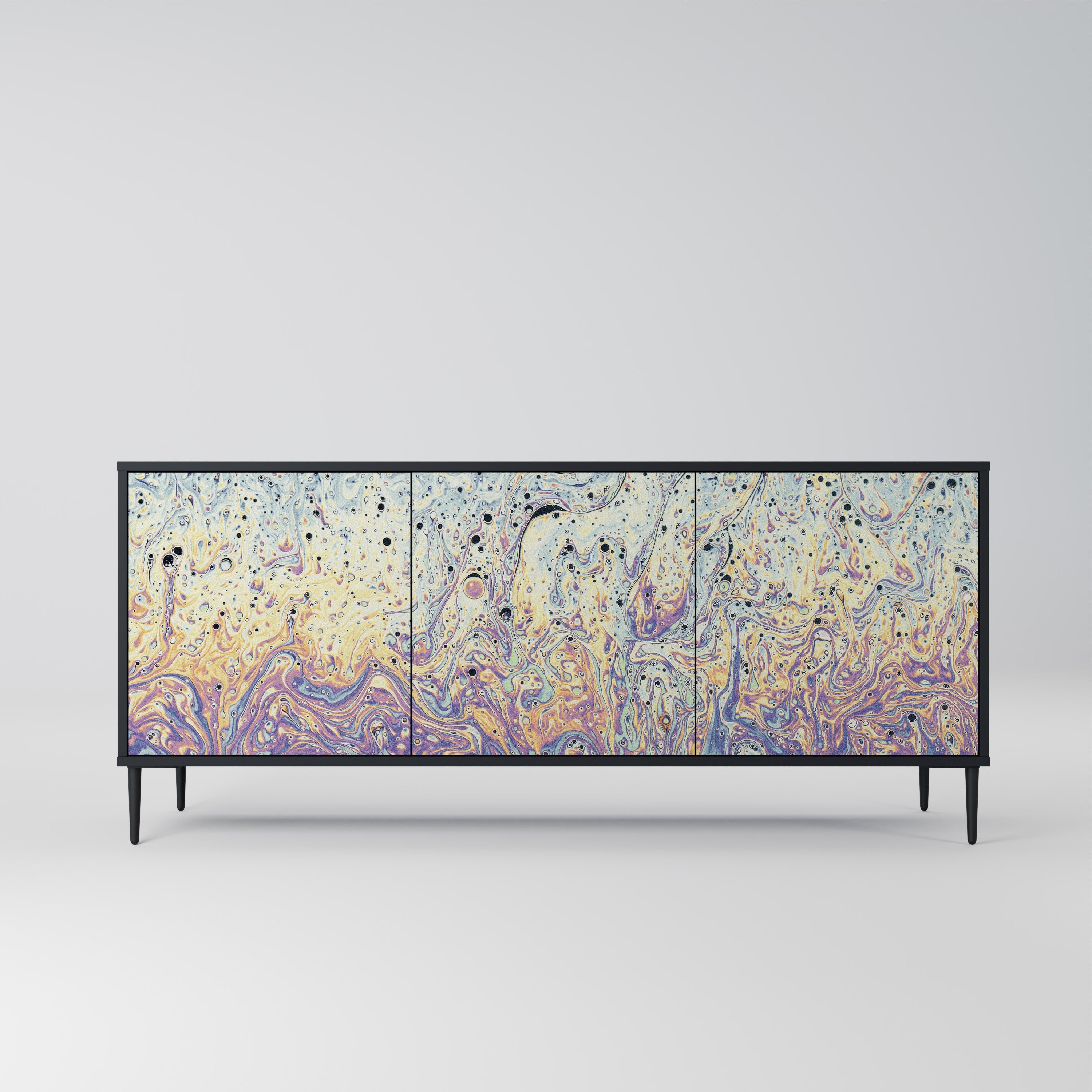 MOSAIC OF COLORS 3-Door Sideboard in Black Finish